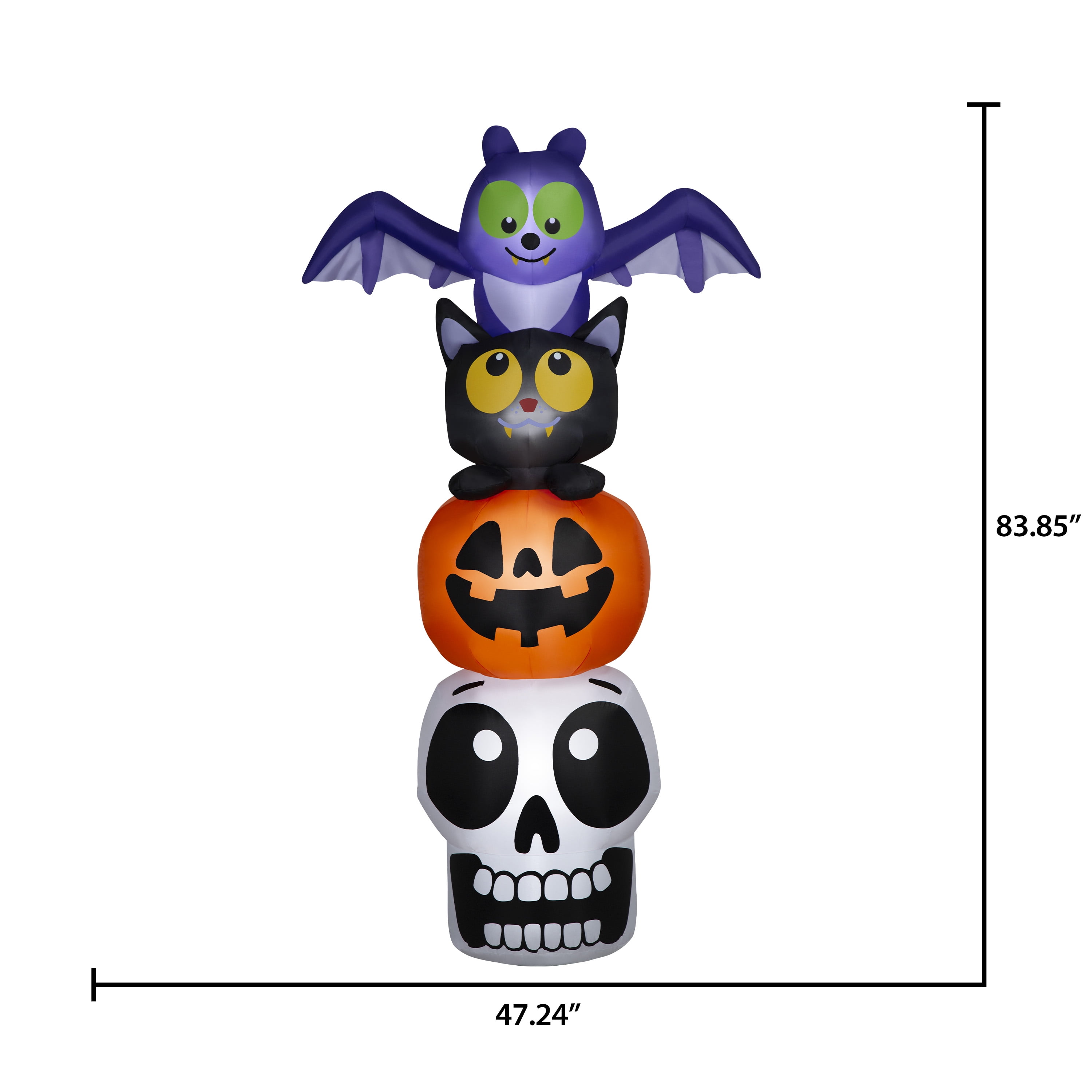 New Halloween Bat Skeleton Pumpkin Cat Totem Airblown Yard Inflatable Decor, Way to Celebrate, 7 ft - Image 3
