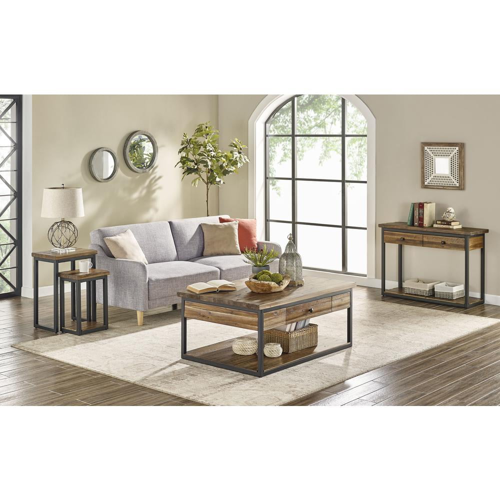 Alaterre Claremont 48"L Rustic Wood Coffee Table with Drawer and Low Shelf - Image 7