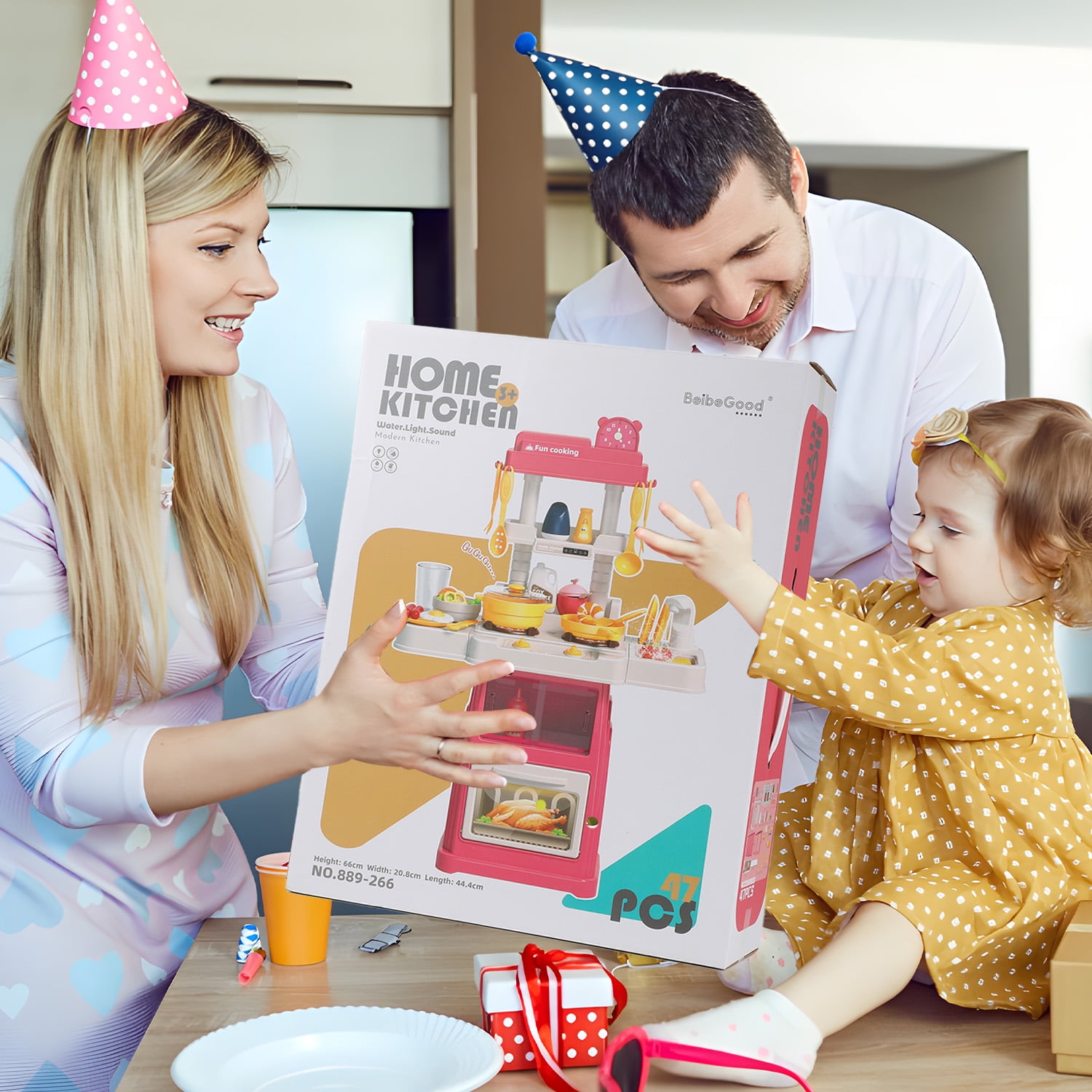 Zacro Play Kitchen Set for Kids, 48Pcs Kids Play Kitchen Toys with Realistic Lights & Sounds, Simulation of Play Sink, Toy Kitchen Set for Toddlers Girls Boys Gift, Pink - Image 9