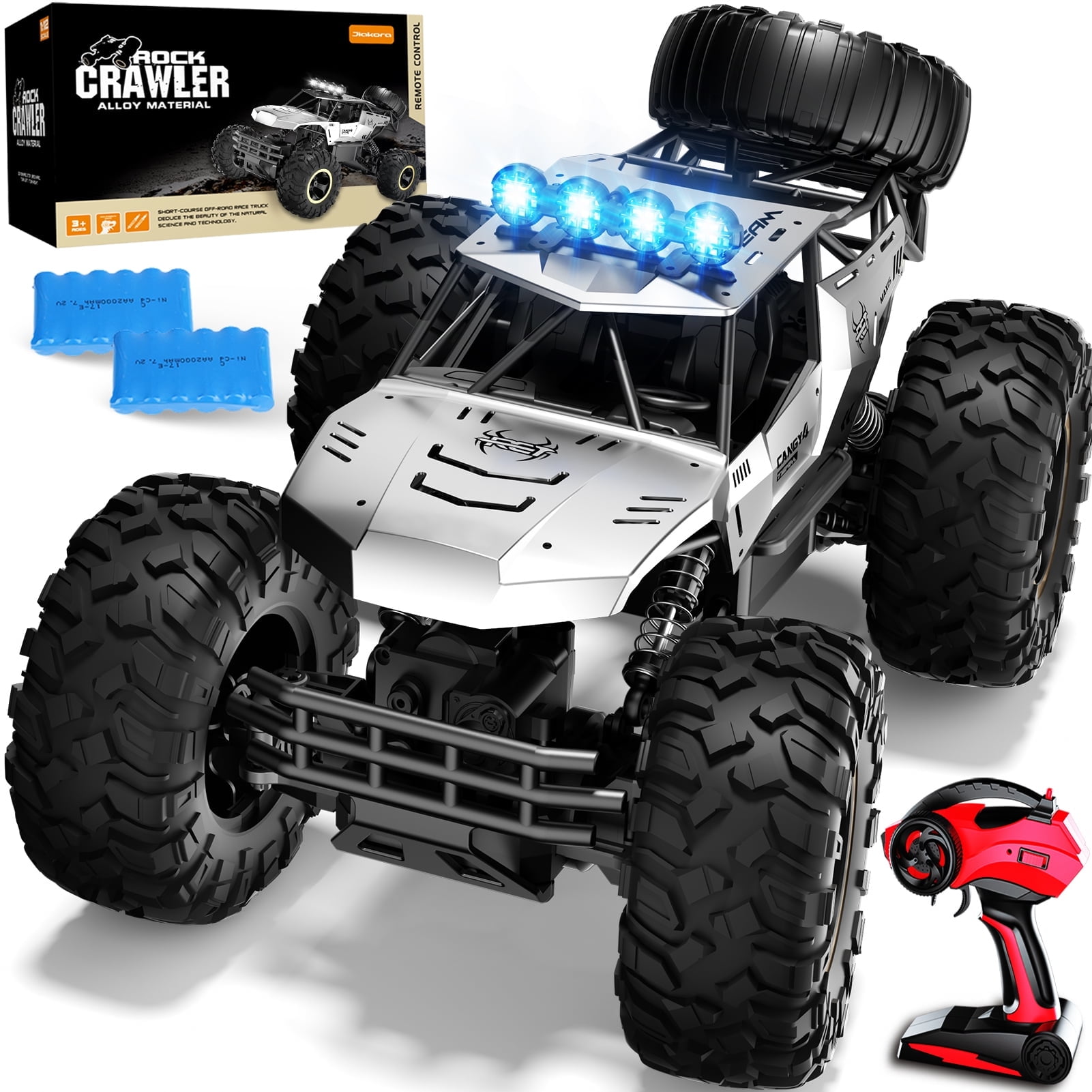 4DRC 1:12 Rc Car,off Road Truck Remote Control Car Metal Shell 2.4G 4WD,with 2 Batteries ,Cars for Boys& Gift for Kids,Silver - Image 7