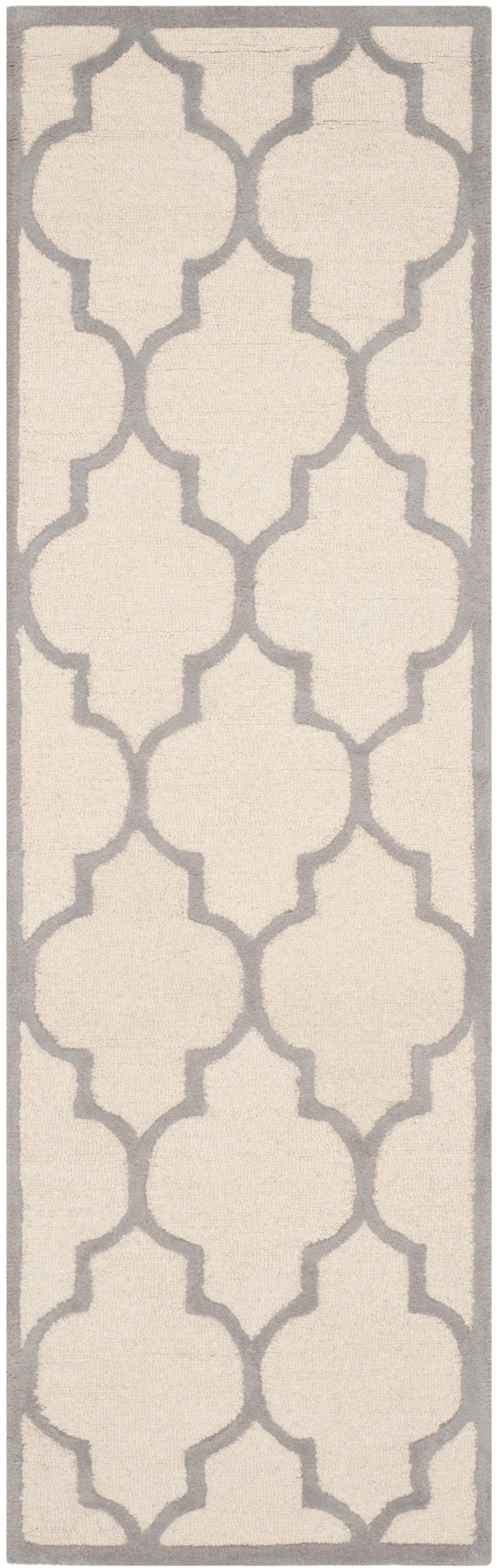 SAFAVIEH Cambridge Kevin Geometric Wool Runner Rug, Ivory/Silver, 2'6" x 8' - Image 7