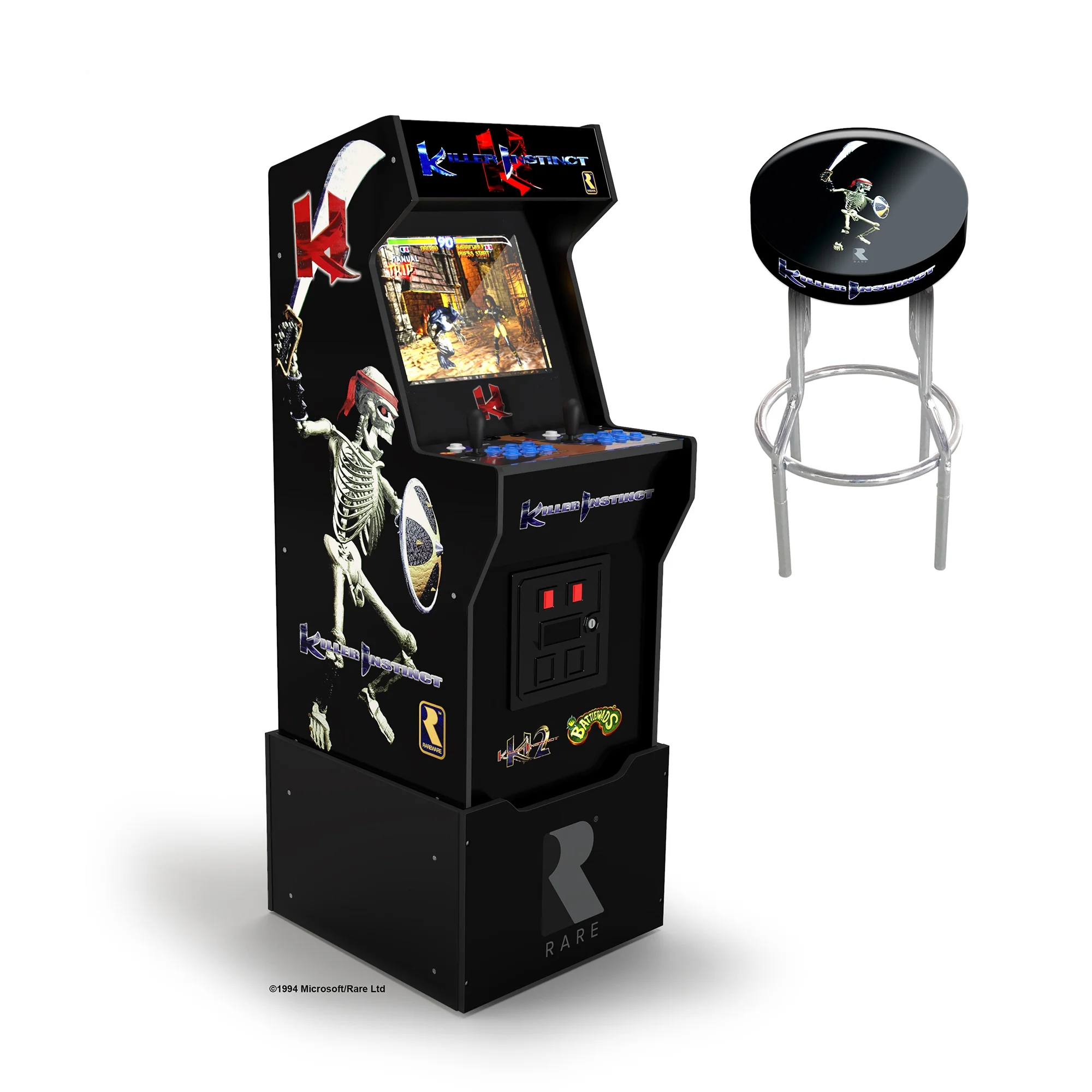 Arcade1UP - Killer Instinct Arcade with Riser, Lit Marquee, Lit Deck, Wifi, and Exclusive Stool Bundle - Image 3