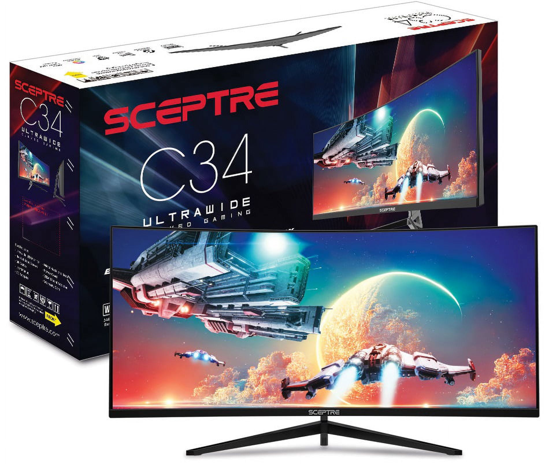 Sceptre 34-Inch Curved Ultrawide WQHD Monitor 3440 x 1440 R1500 up to 165Hz DisplayPort x2 99% sRGB 1ms Picture by Picture, Machine Black 2023 (C345B-QUT168) - Image 4