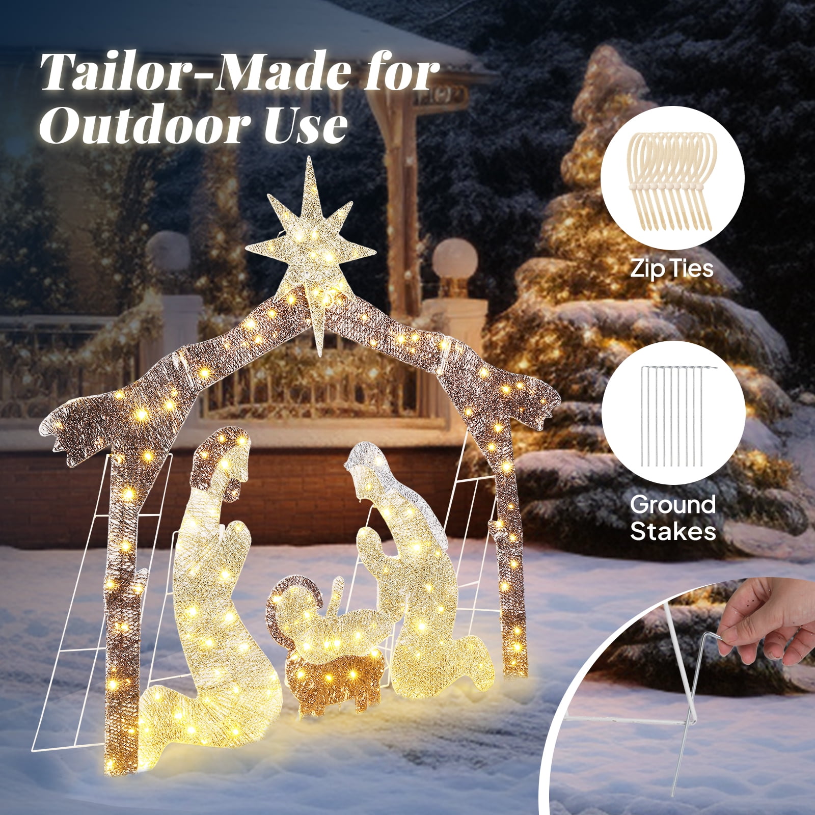 UBesGoo 6ft Light-Up Nativity Scene Christmas Decoration Nativity Christmas Outdoor Decor - Image 6