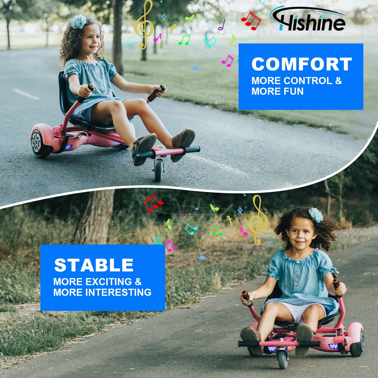 Hoverboard Go Kart, Hover Cart, Buggy Attachment for 6.5"/8"/10" Hover Boards, Hover Board Accessory to Transform Hover Boards into Go Karts, Blue (Hoverboard not included) - Image 7