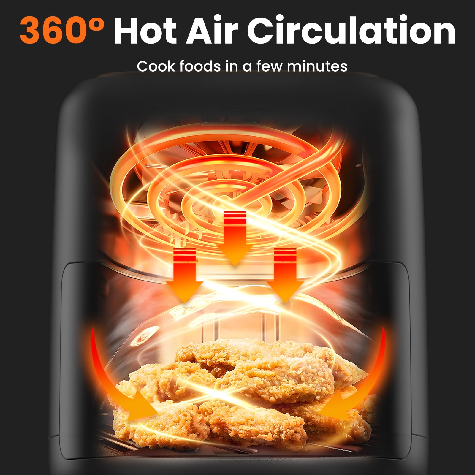 VAVSEA 10-in-1 Air Fryer with Clear Window, 1600W Hot Airfryer Oven with Digital LED Touch Screen, and Non-Stick Basket,6.5QT,New - Image 4