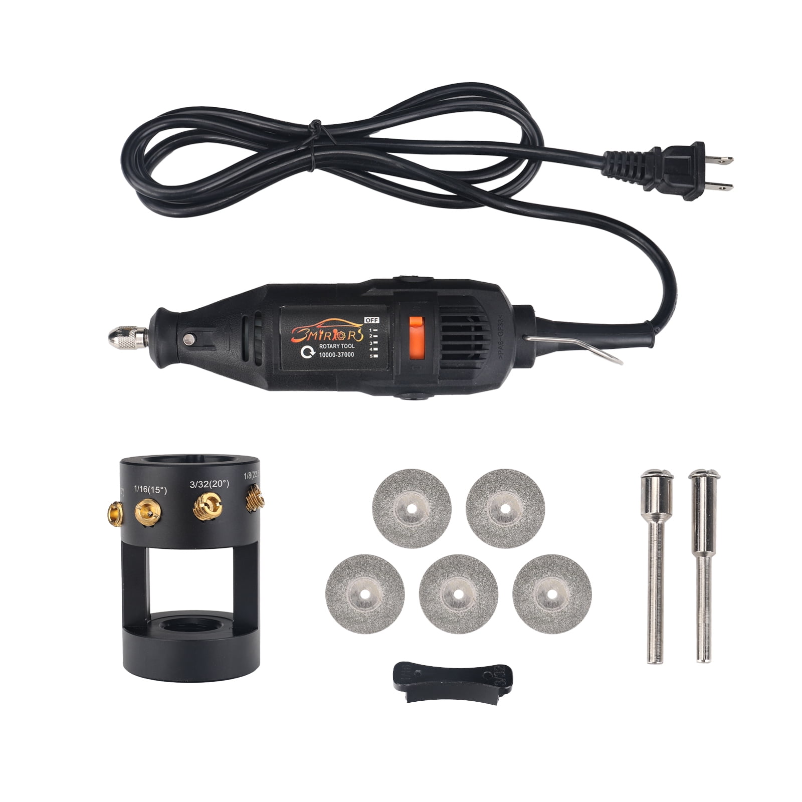 3mirrors ALUMINUM Tungsten Electrode Sharpener Grinder TIG Welding Rotary Tool w/Flat Grinding Block, Cut-Off Slot, Multi-Angle & Offsets, 4 Screw Holes - Exchangeable Guides Edition - Image 8