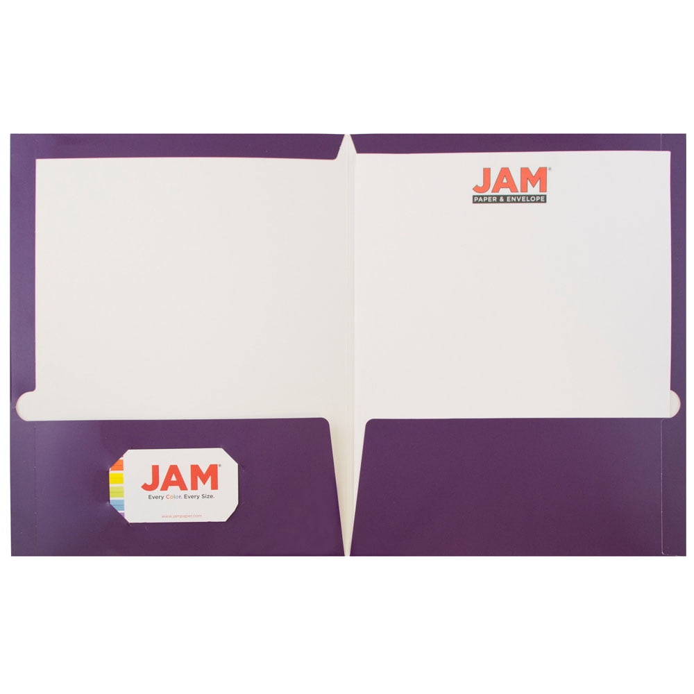 JAM Paper Glossy Two Pocket Folders, Purple, 100/Pack - Image 3