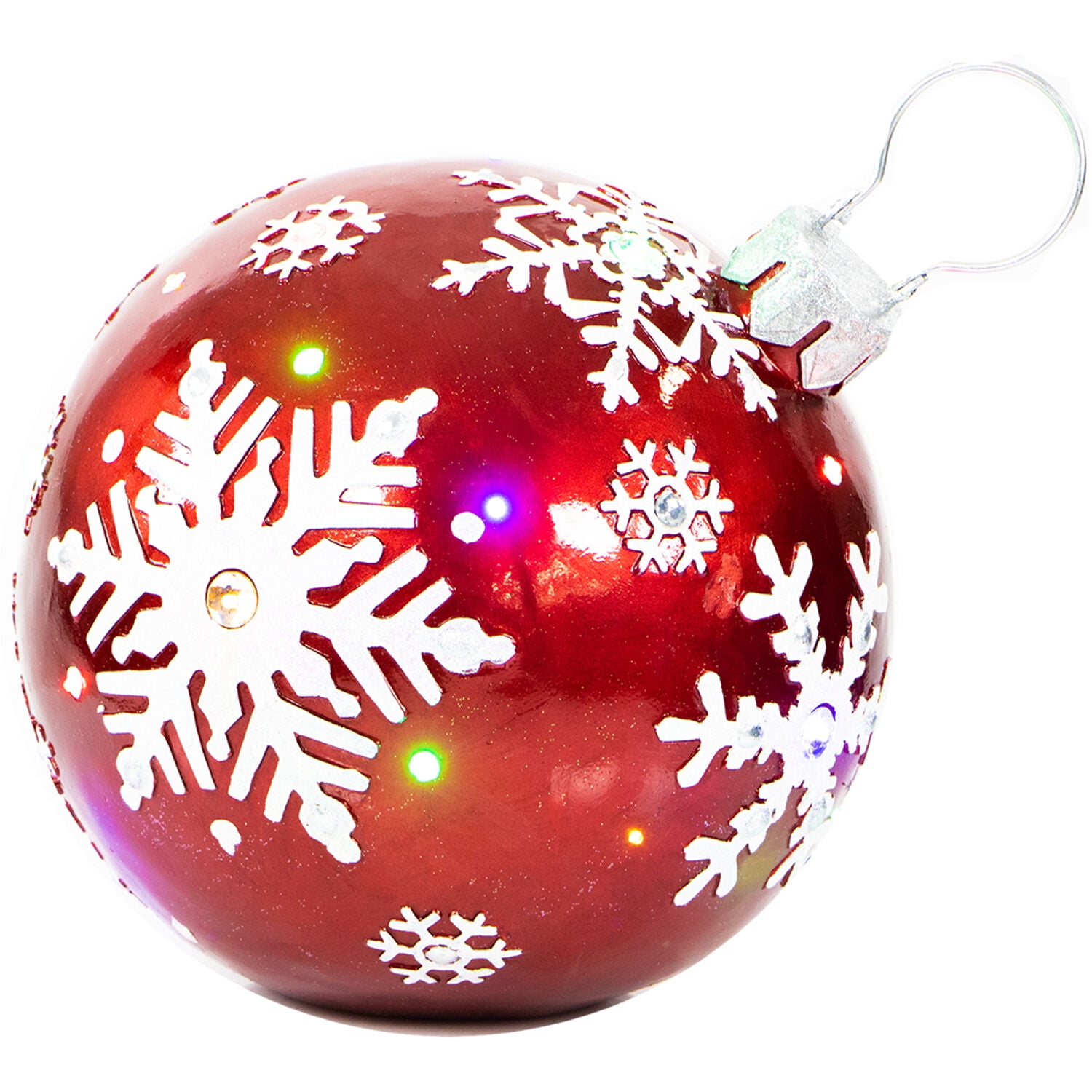 Fraser Hill Farm Indoor/Outdoor Oversized Christmas Décor, LED Lights, Ornament in Red, 7.70 lbs. - Image 8