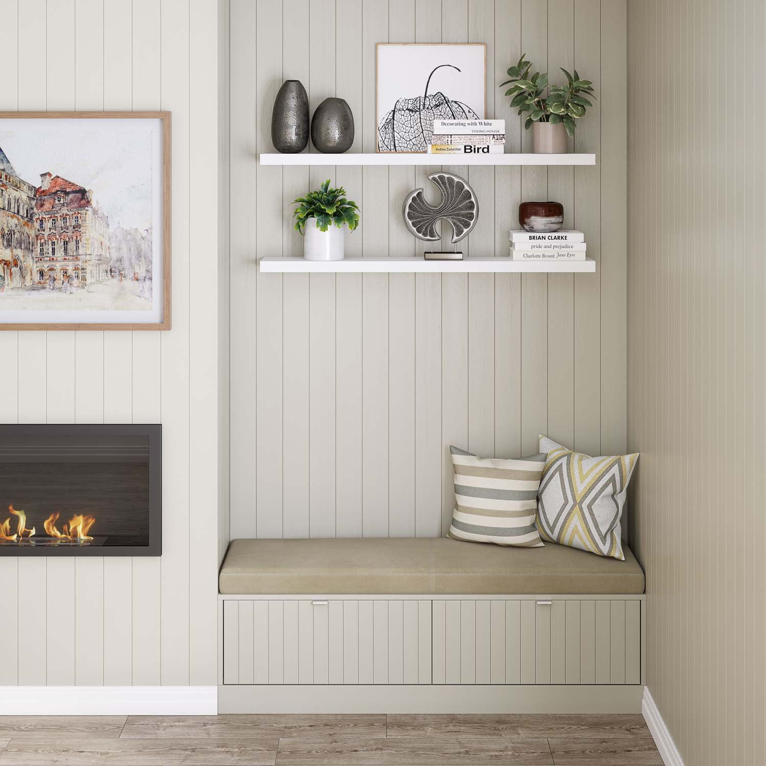 Ballucci 48" Floating Shelves, 2-Pack Wood Wall Shelf Set with Invisible Brackets, 8" Deep, White - Image 8