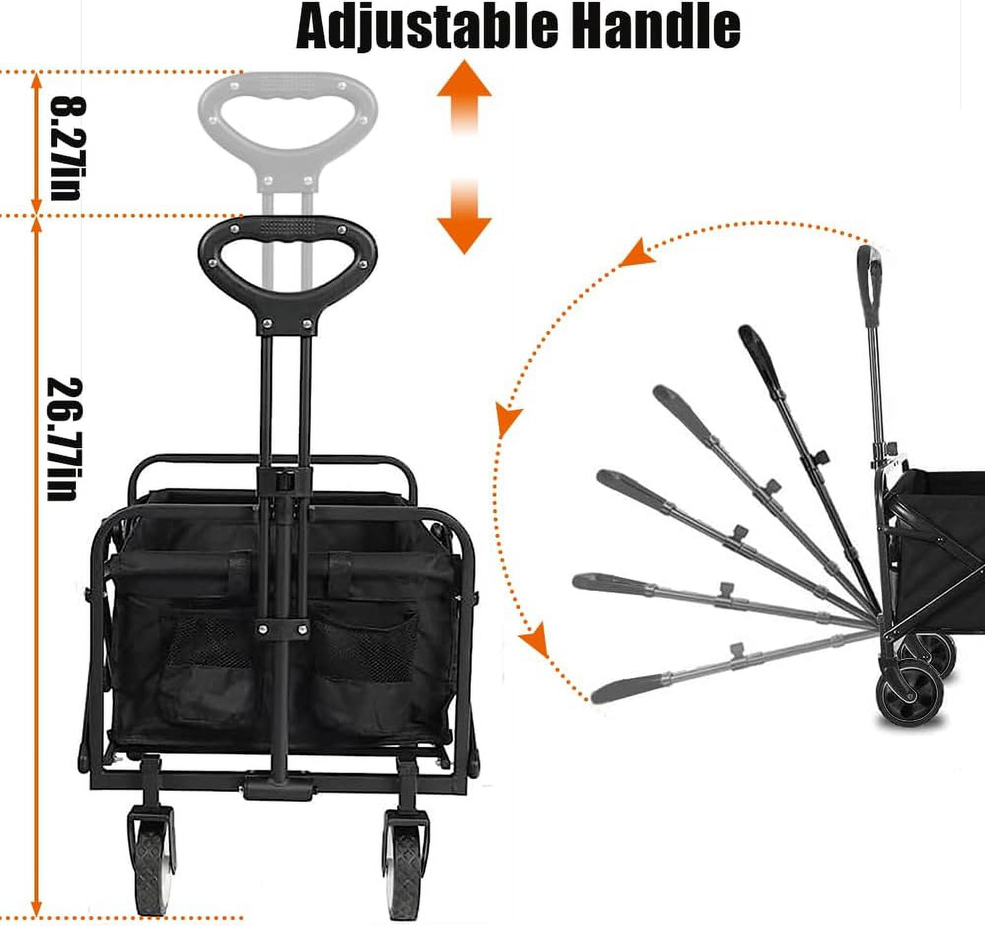 Iynor Durable Folding Wagon - 200 lb Capacity, All-Terrain Wheels, Adjustable Handle,Outdoor Utility, Portable Design - Image 7