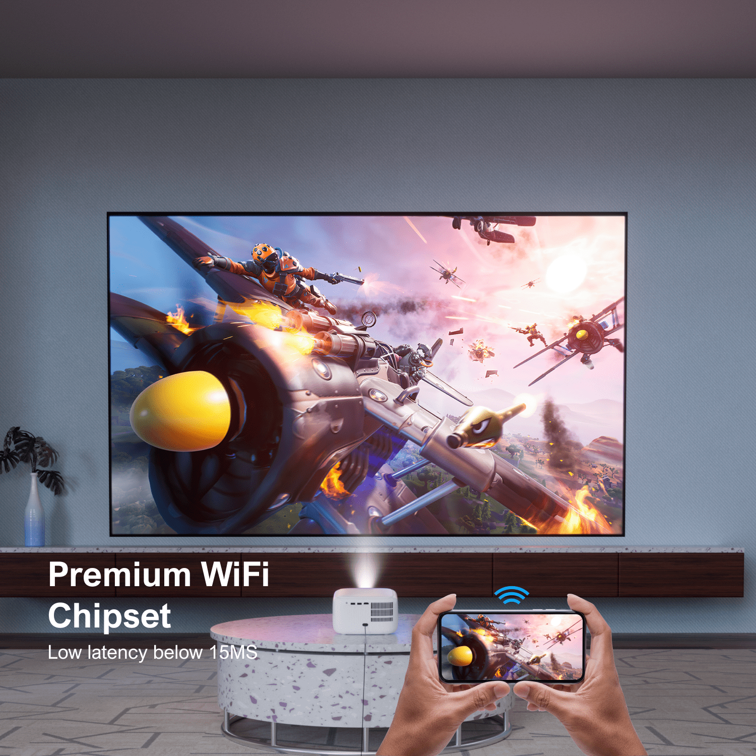 ULTIMEA Mini Projector, 300 ANSI Lumens, 5G WiFi & Bluetooth, 1080P Home Theater, Electric Focus, 150" Display, Portable Home Theater with Built-in Speakers, HDMI/USB/AV Compatible, Apollo P10 - Image 10