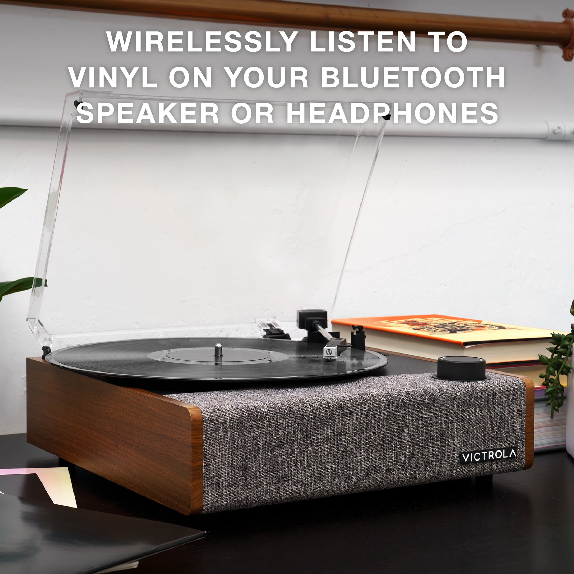 Victrola Eastwood II 3-Speed Bluetooth Record Player with Audio-Technica Cartridge & Built-in Speakers, Walnut - Image 8