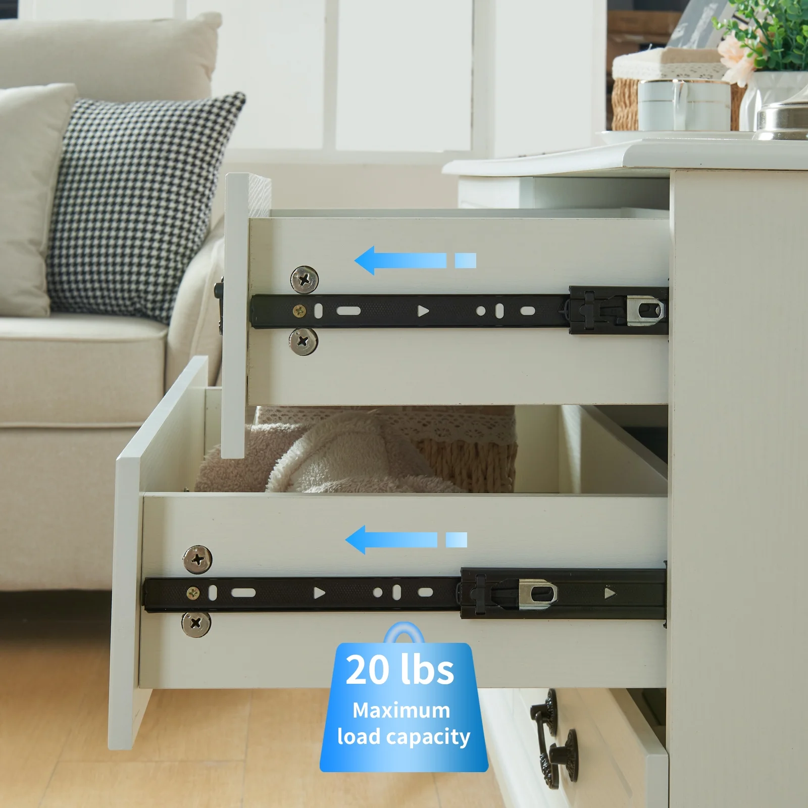 Yamissi 6-Drawer Double Dresser for Bedroom, Modern White Dresser w/ Metal Handles, Chest of Drawers Storage - Image 3