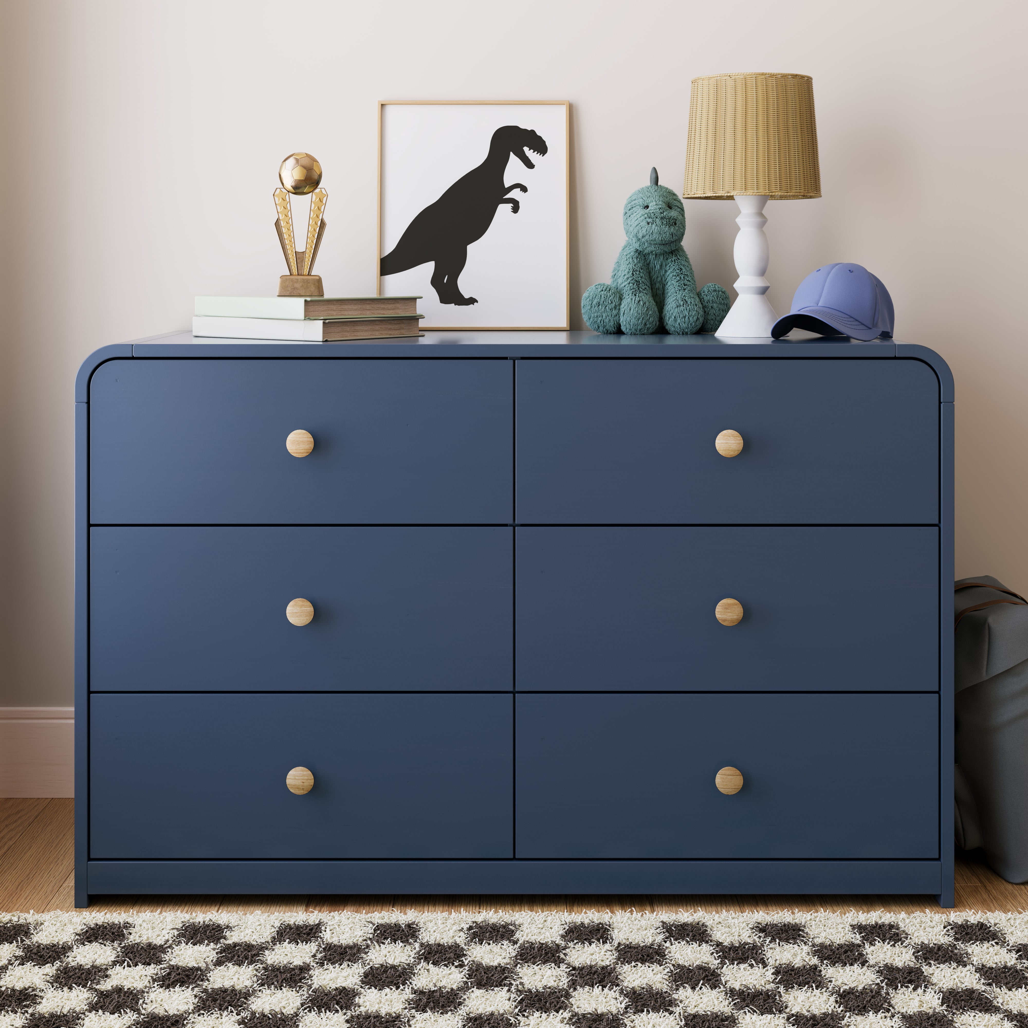 Storkcraft Santos 6 Drawer Nursery Double Dresser, Midnight Blue - Image 4