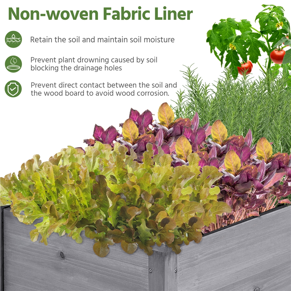 Alden Design Fir Wood Elevated Planter Raised Bed for Garden/House/Yard/Outdoor/Indoor, Gray - Image 3