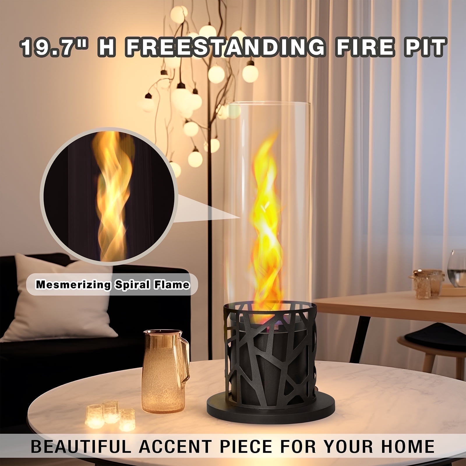 ATR ART to REAL 19.7"H Tornado Flame Steel Tabletop Firepit,Outdoor Indoor Metal Fireplace, Awesome Christmas Gifts - Image 9