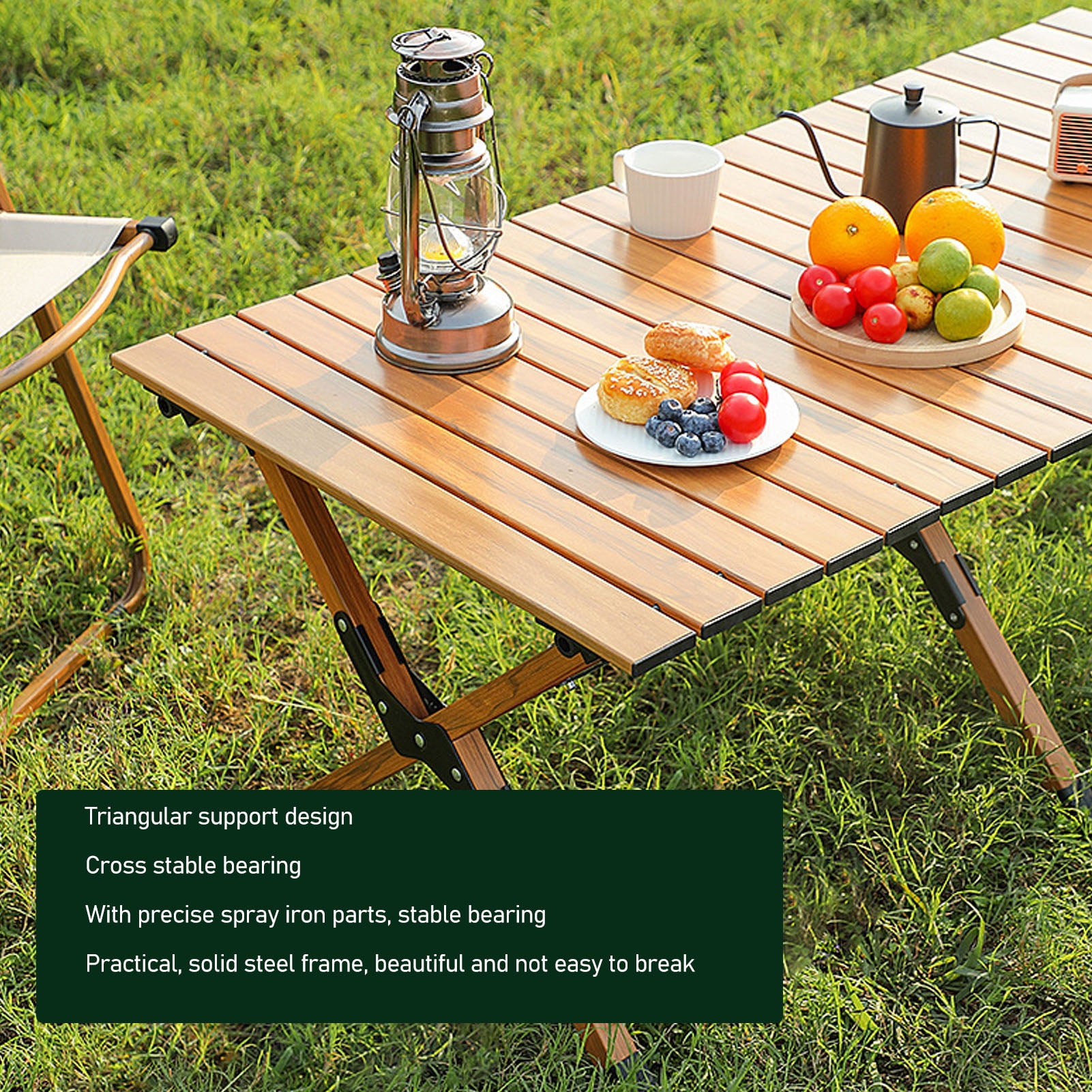 Folding Roll-Top Camping Table 47.2x23.6x17.7in Indoor Outdoor Portable Picnics Table Picnic Beach - Image 6
