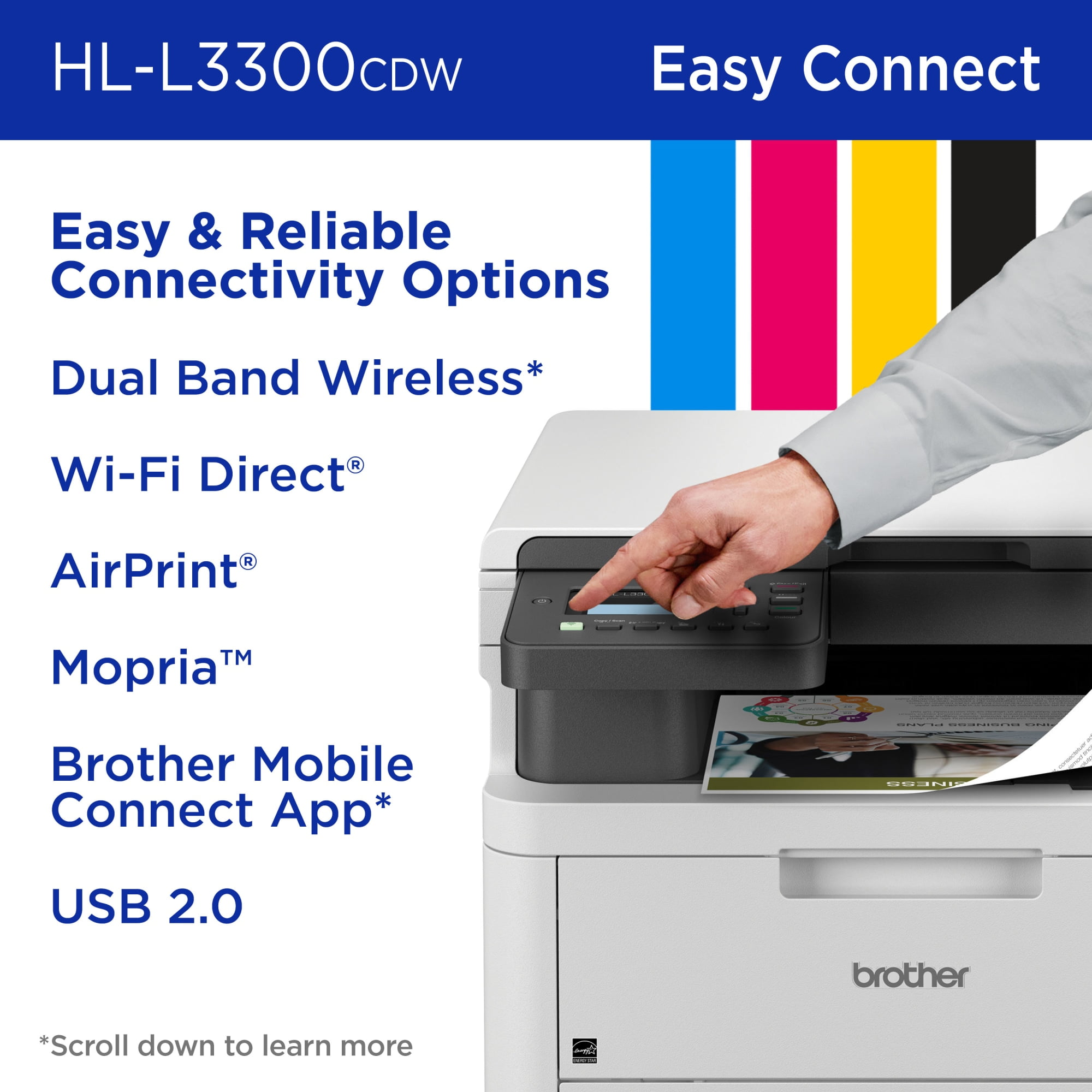 Brother Wireless HL-L3300CDW Digital Color Printer with Copy & Scanning, Duplex and Mobile Printing - Image 8