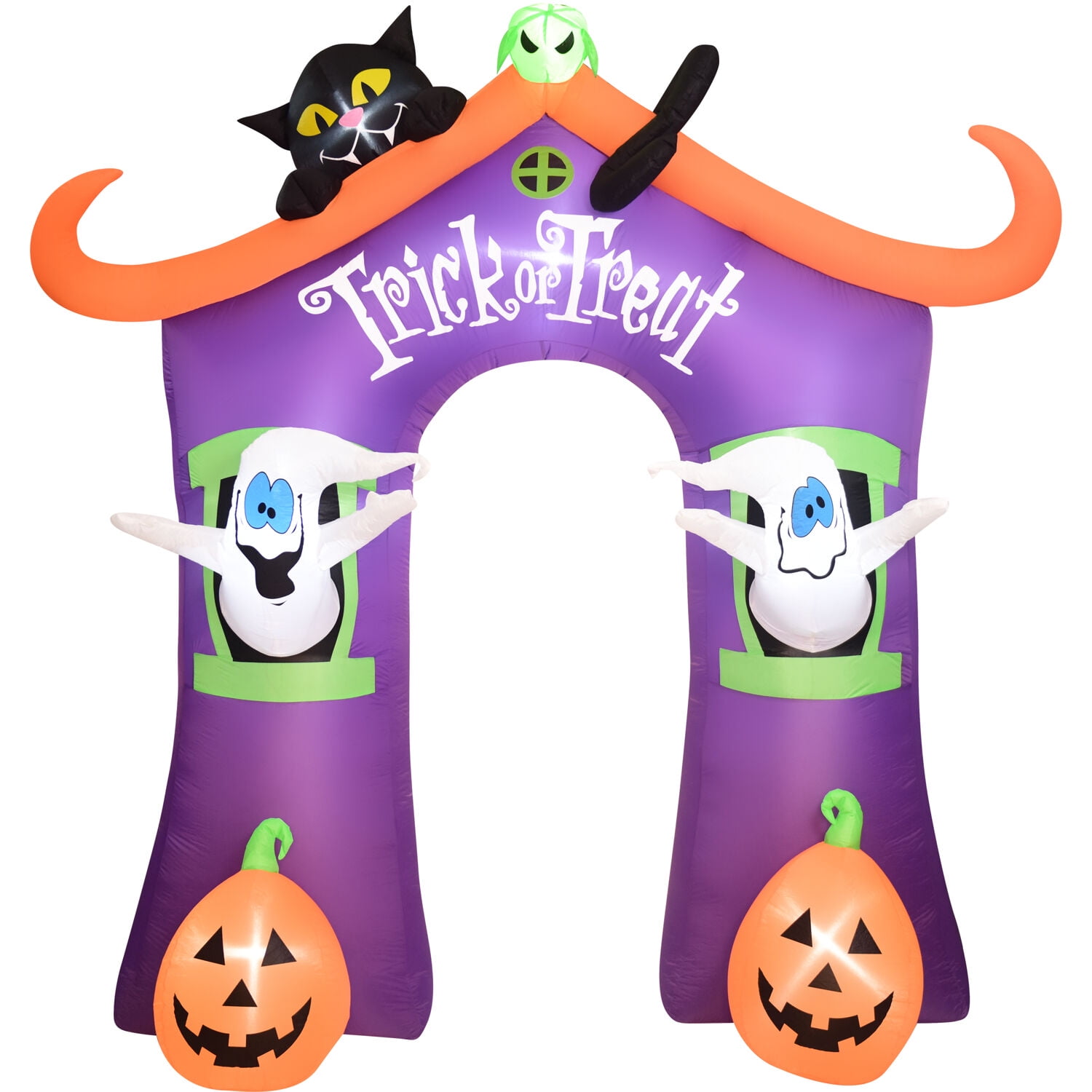 Haunted Hill Farm 9 ft Inflatable Pre-Lit Trick or Treat Walkway Arch with Black Cat, Jack-O-Lantern and Ghost, HITOTARCH091-L - Image 11