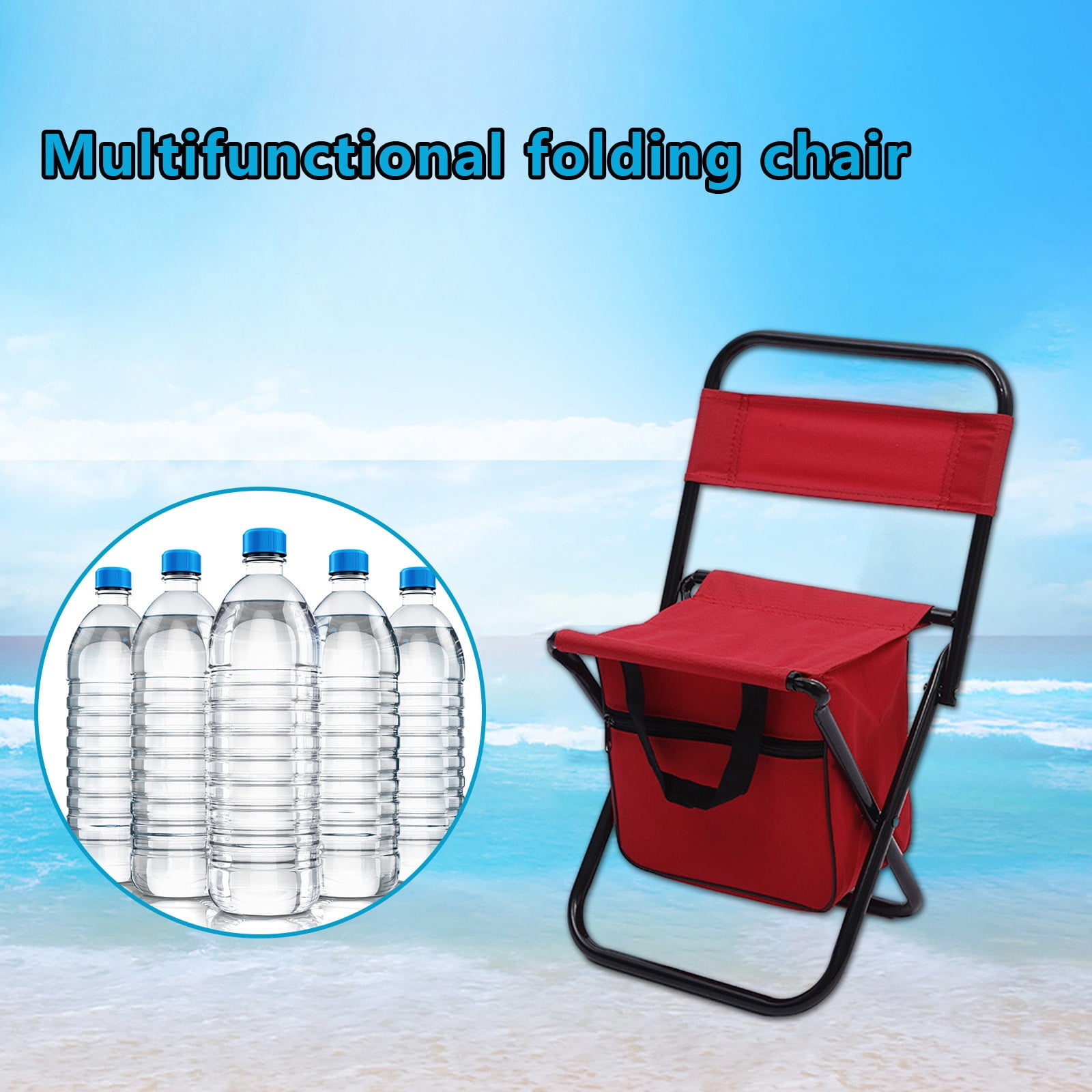 Tuphregyow Outdoor Folding Fishing Chair with Storage Bag Compact and Portable Camping Stool Backpack Chair made with Oxford Cloth for Beach, Outings, and Family Use Red - Image 4