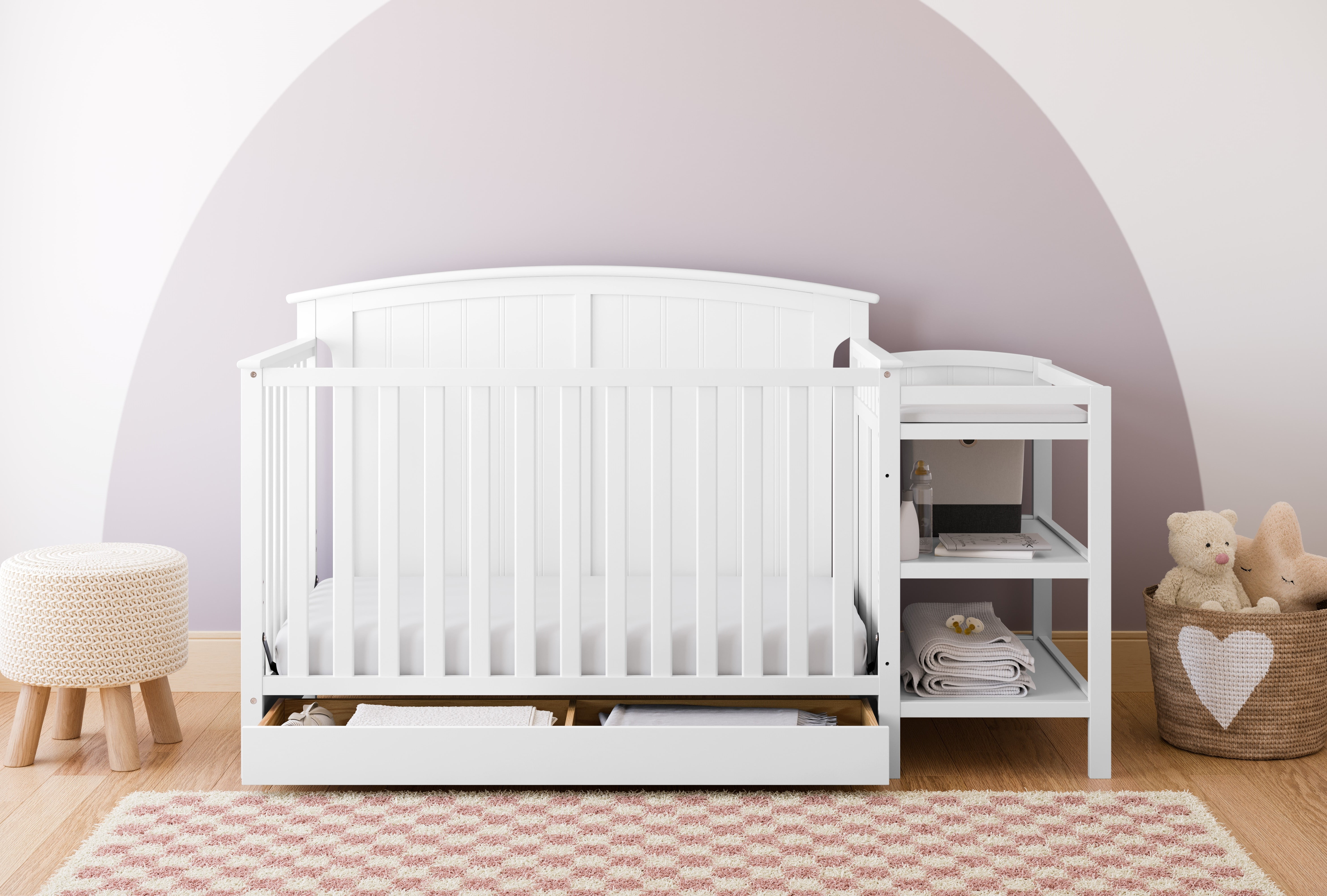 Storkcraft Steveston 5-in-1 Convertible Baby Crib & Changer, White - Image 5