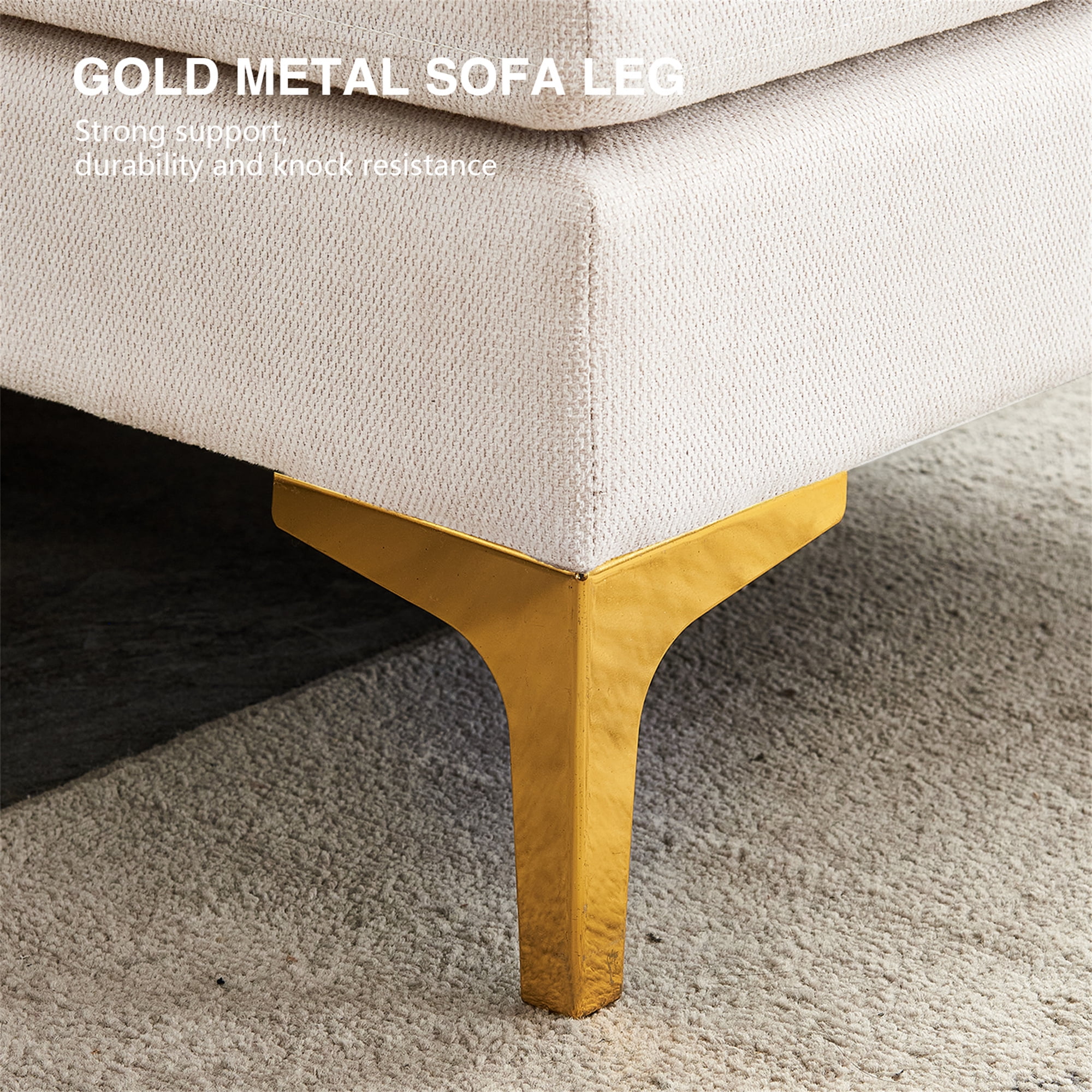 Aukfa 93" L shape Sectional Sofa Modular Couch for Living Room, 2 Pillows, Beige - Image 8