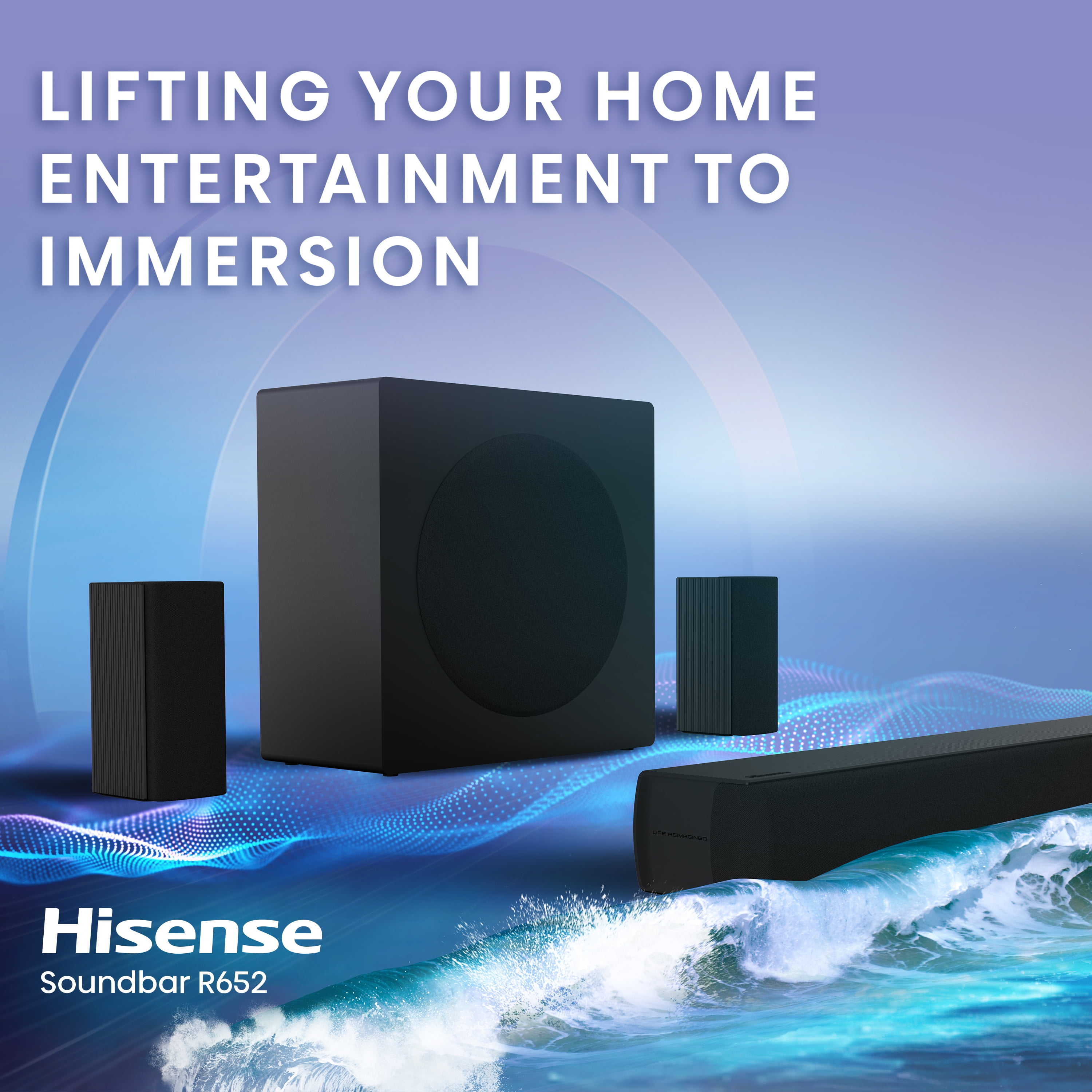 Hisense 5.1 Ch Soundbar R652 with a total of 440W output, Rear Surround Speakers, 6.5” Wireless Subwoofer, Dolby Atmos and DTS Virtual X, Easy Connect - Image 9