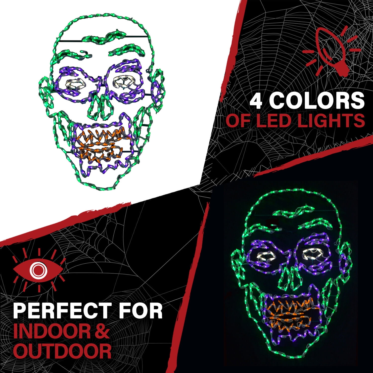 Haunted Hill Farm Halloween Indoor/Outdoor Zombie Face LED Light (28 in. x 41 in.) - Image 3
