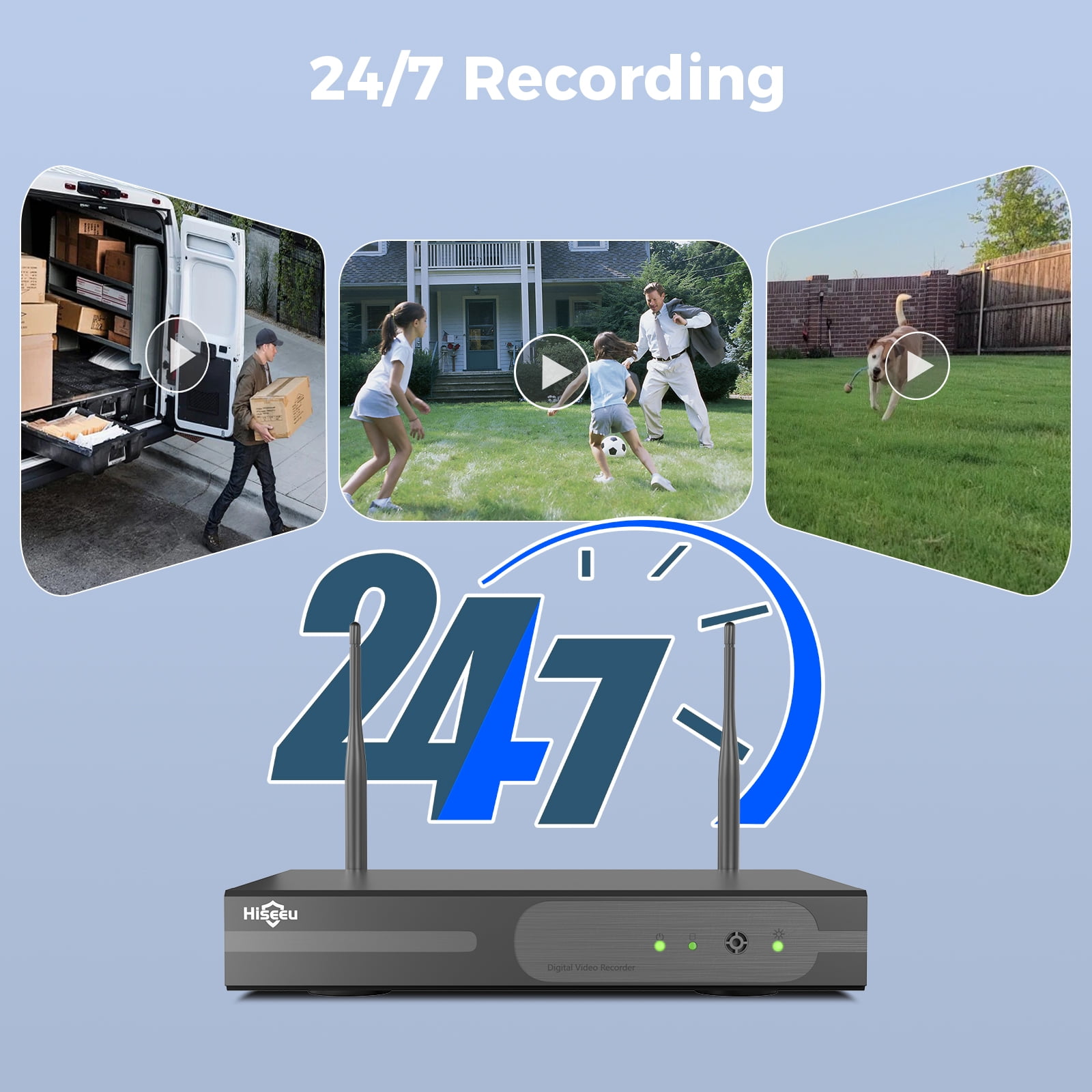 Hiseeu 3MP Wireless Wi-Fi Security Camera System, Color Night Vision, Motion Detection,2- Way Audio,IP66 Waterproof, for Indoor Outdoor, No HDD - Image 6