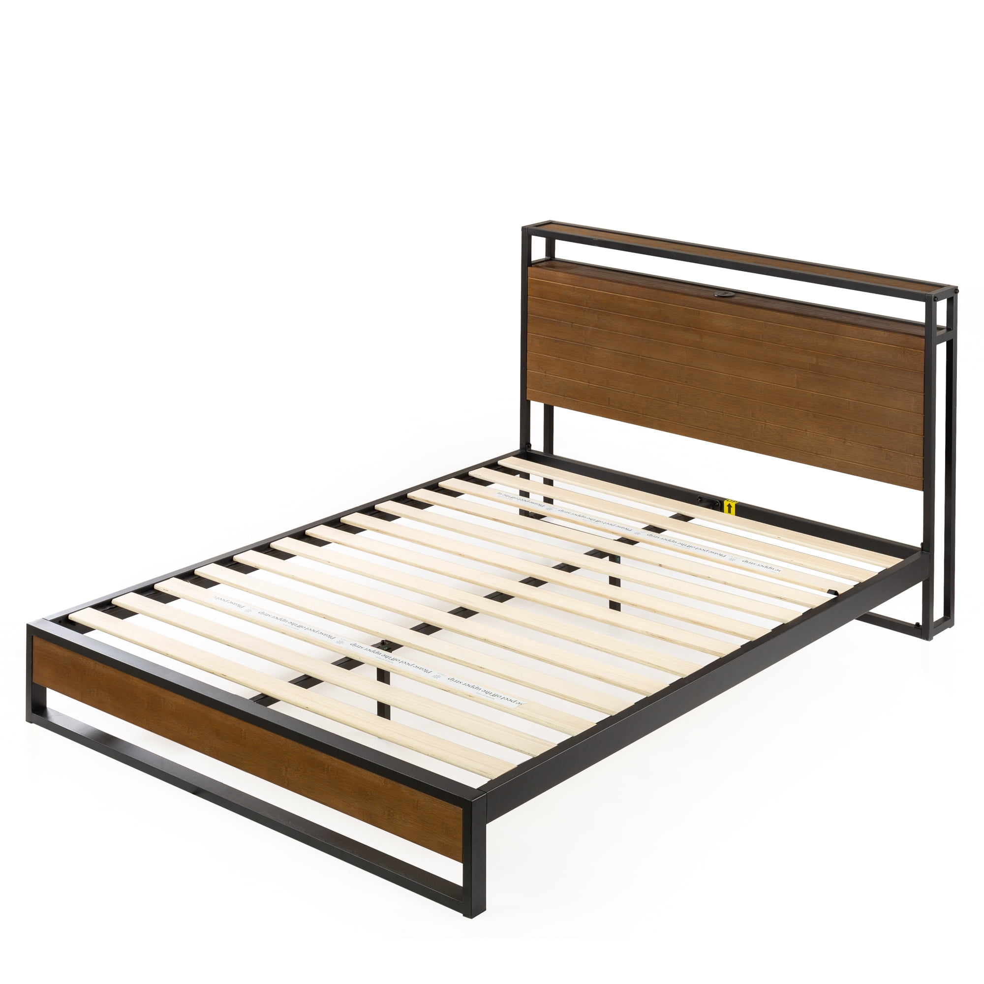 Zinus Suzanne 39" Bamboo and Metal Platform Bed Frame with Shelf and USB Ports, Adult, Queen - Image 11