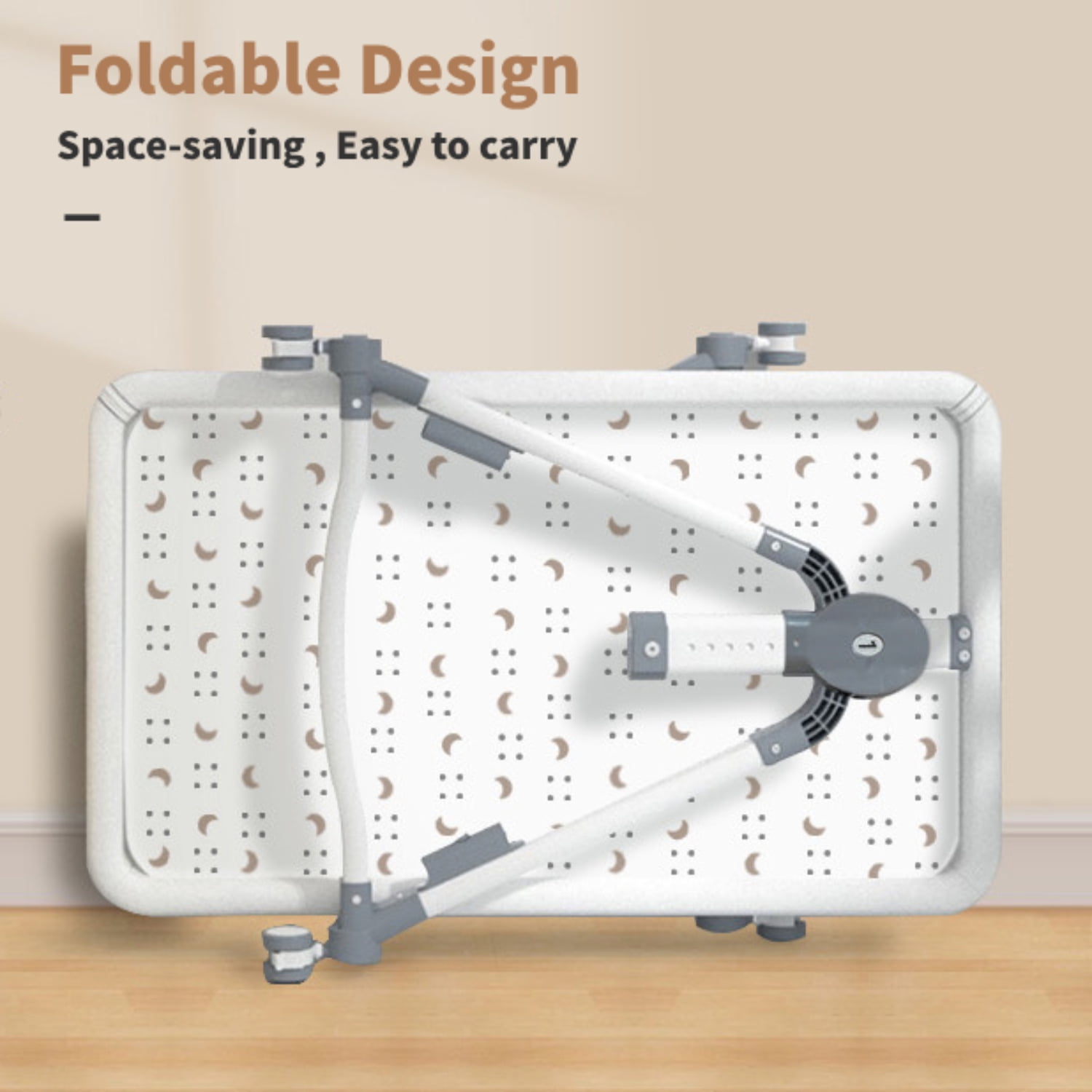 BEJOLO 5-in-1 Baby Bassinet, Adjustable Height Infant Bedside Crib with Diaper Table, 0-24 Months, Gray - Image 3