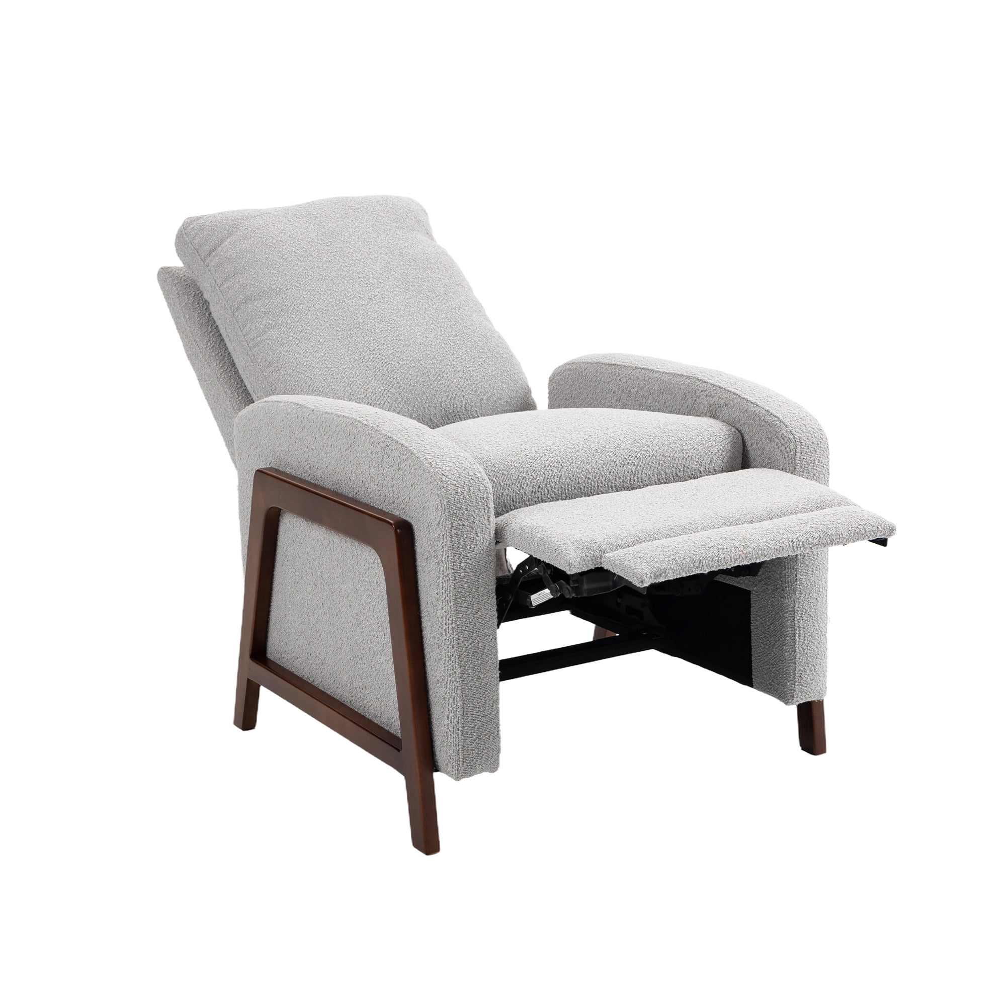 Aukfa Manual Recliner Chair, Wooden Single Armchair for Living Room Bedroom, Boucle, Gray - Image 5