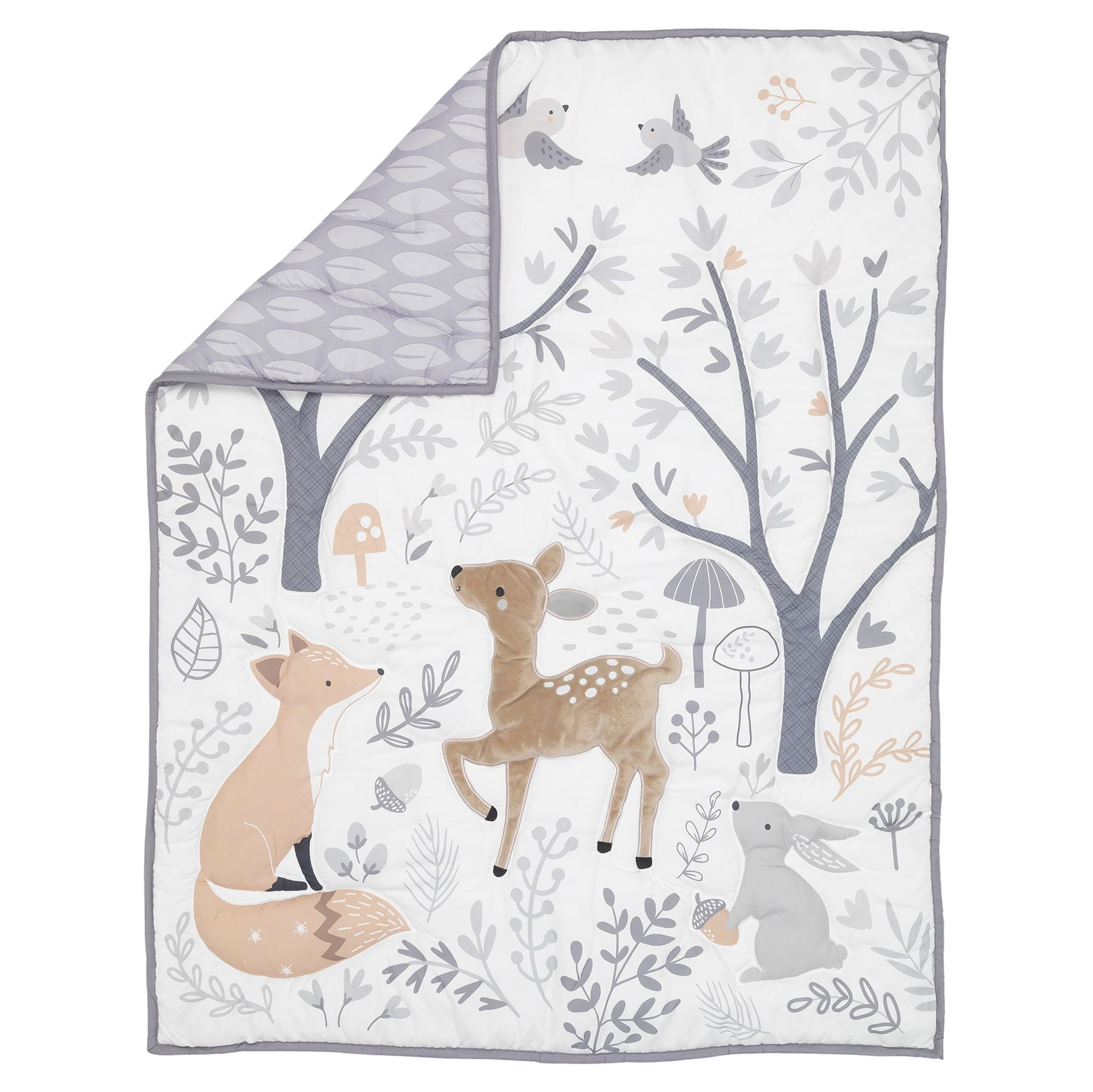 Bedtime Originals Deer Park 3-Piece Crib Bedding Set - Gray, Animals, Woodland - Image 7