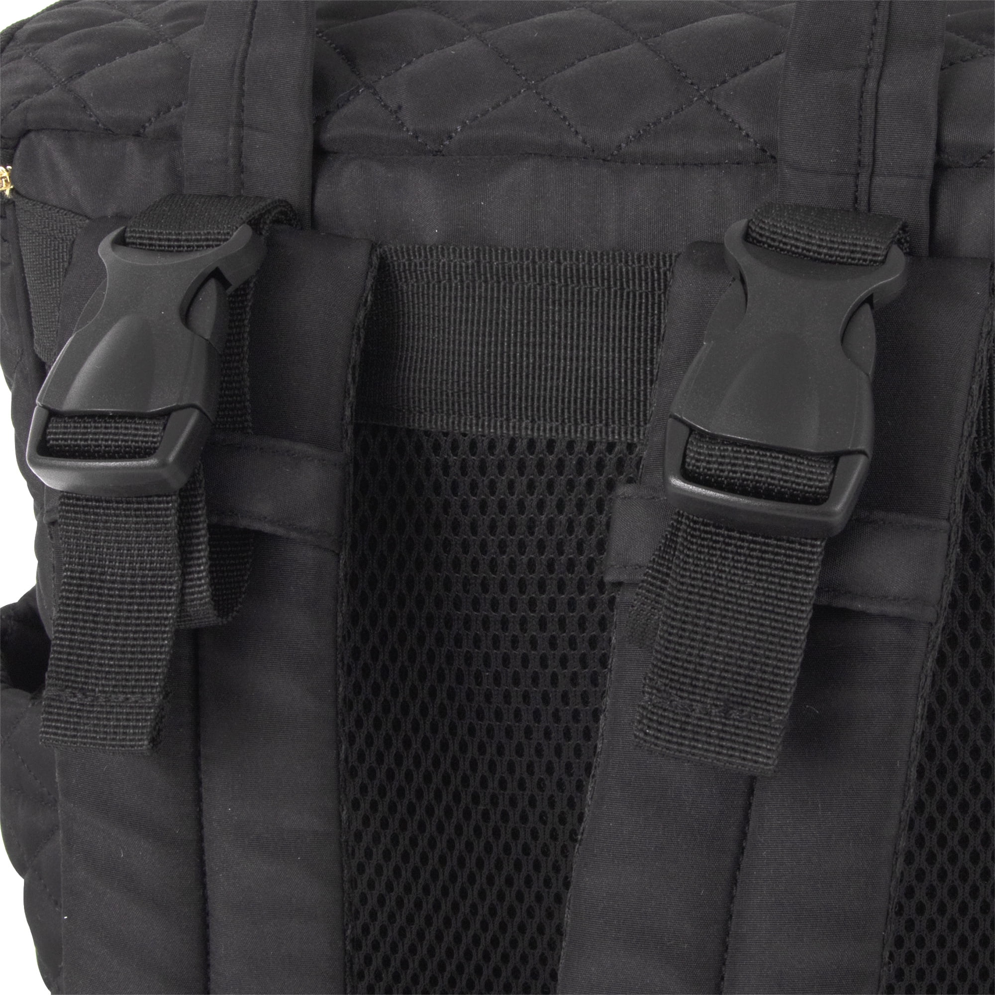 Jessica Simpson Black Diamond Quilted Multi-Pocket Dual Zipper Closure Fashion Diaper Bag Tote and Backpack with Running Cheetah Interior, Matching 3-Ply Folding Baby Changing Pad & Changing Caddy - Image 11