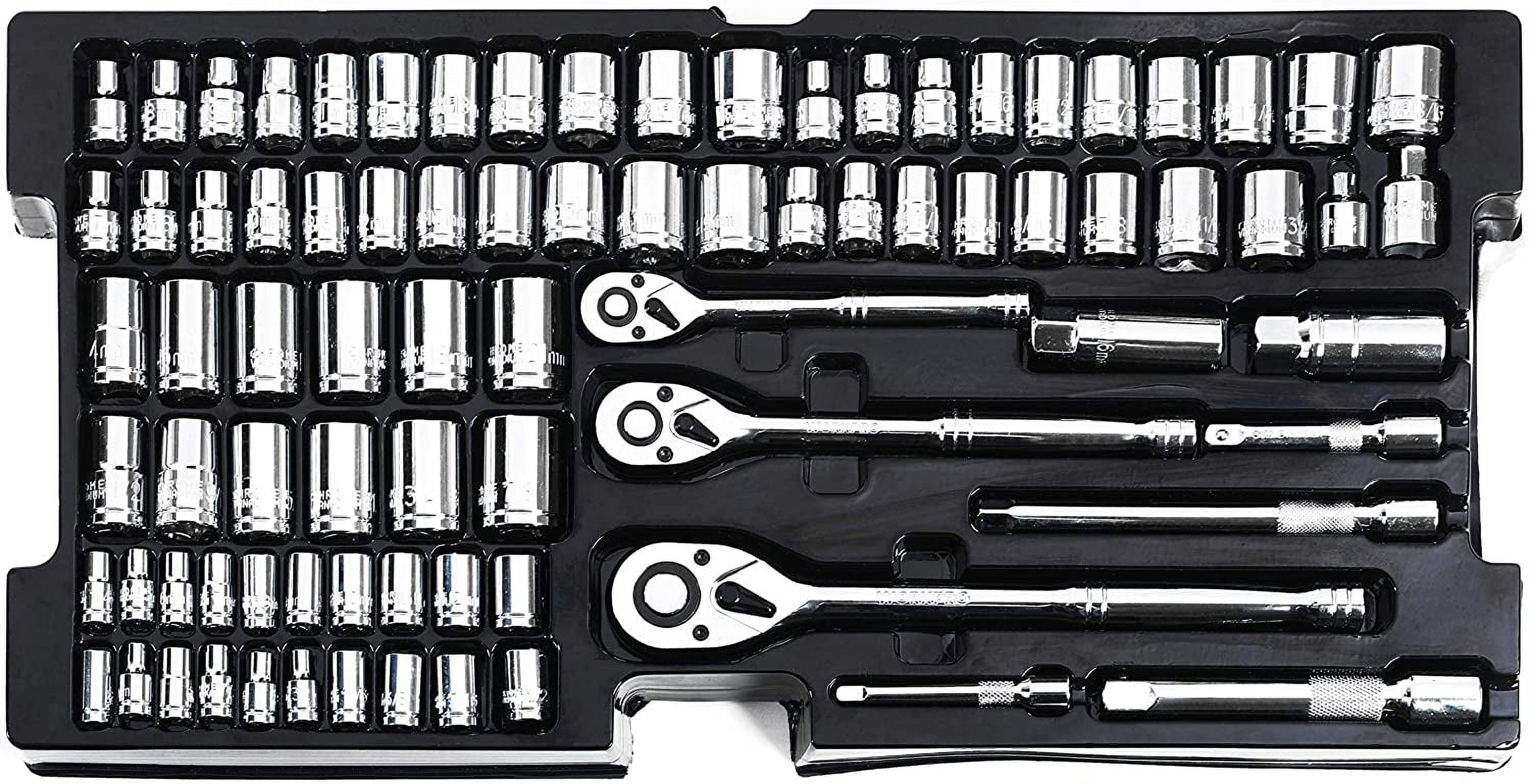 WORKPRO 408-Piece Auto Repair Tool Set,Mechanics Tool Set,General Household Home Repair Tool Kit with 3-Drawer Heavy Duty Metal Box,Hand Tool Kit - Image 3