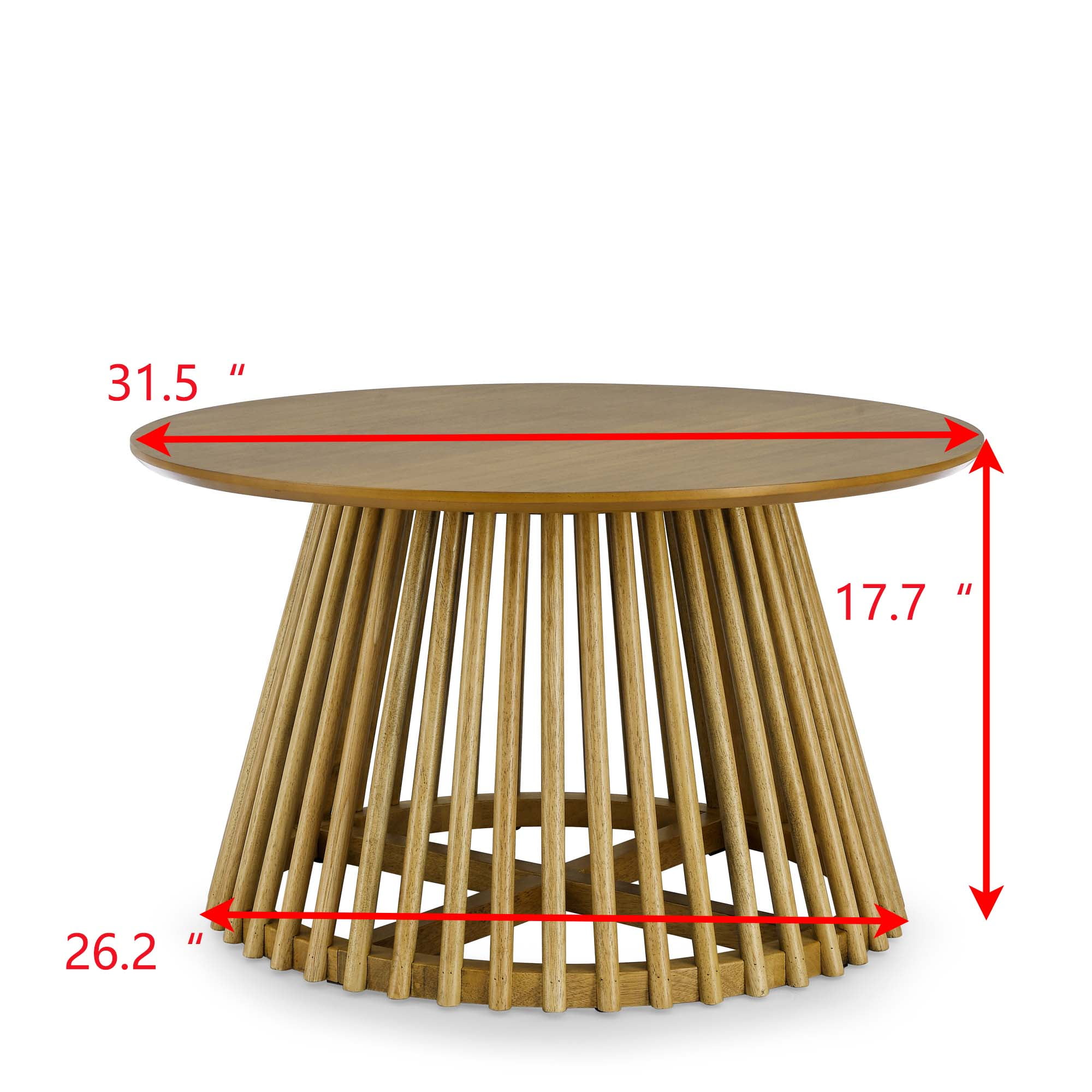 Yoneston Modern High-Quality Round Solid Wood MDF Coffee Table with Tools and Screws, Brown&Yellow - Image 5