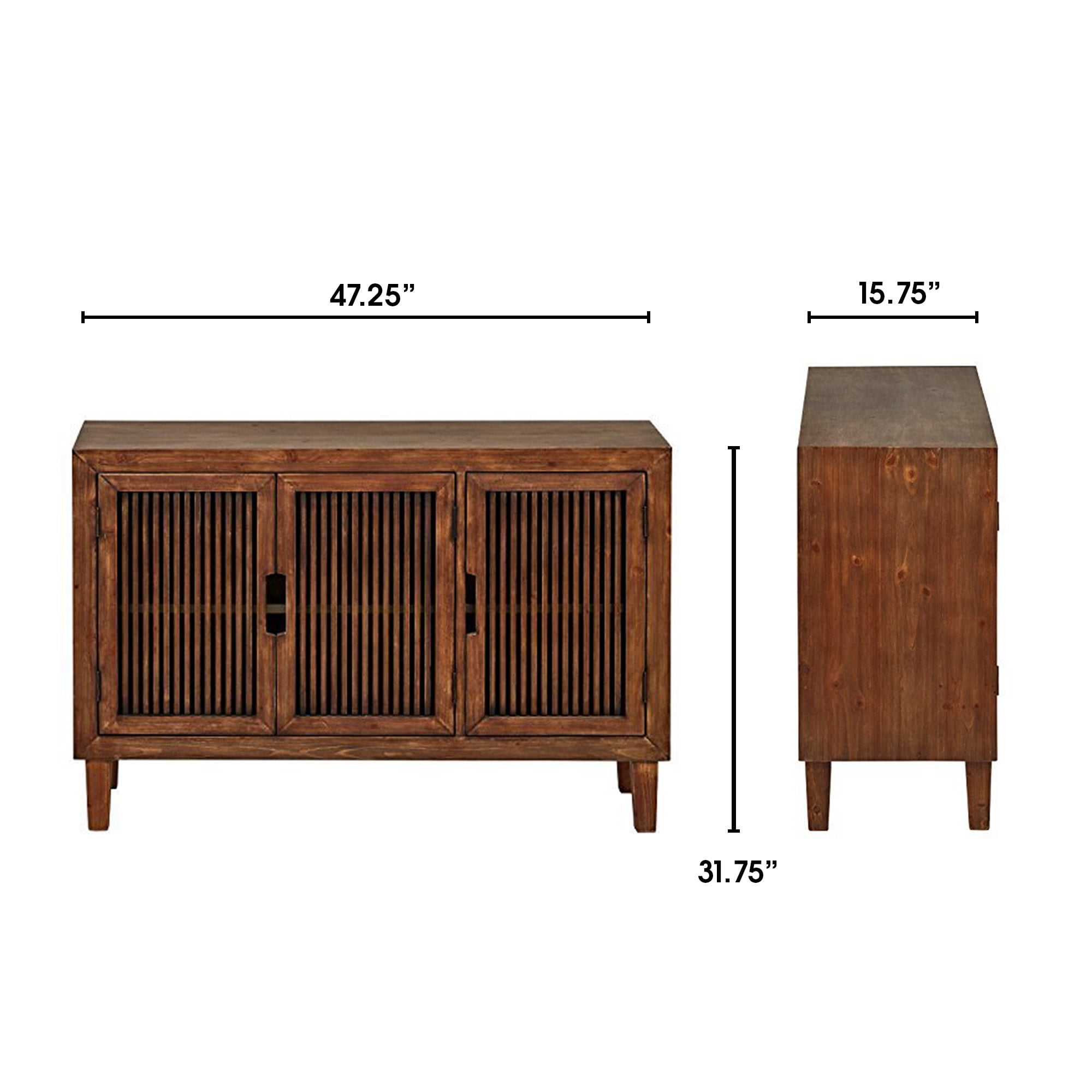 Adore Decor Sawyer 3 Door Modern Storage Cabinet Console Table, Brown - Image 4