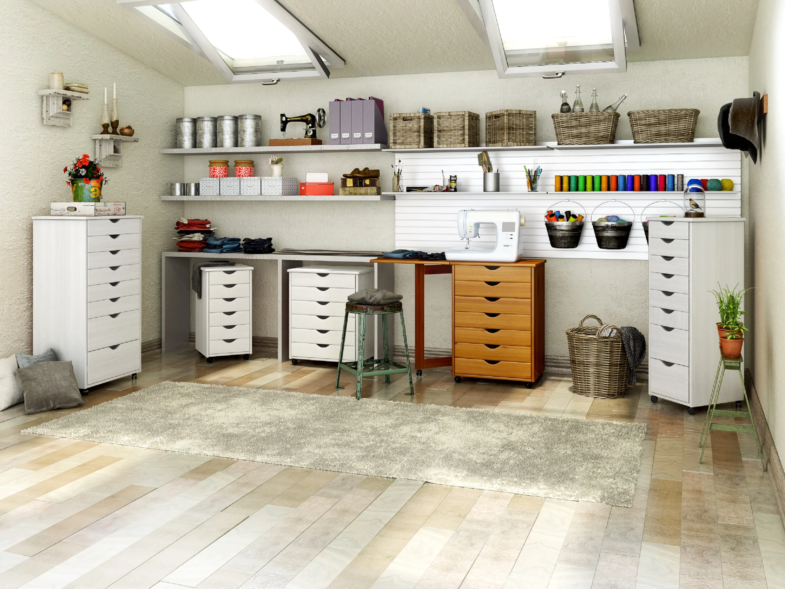 Adeptus Solid Wood 6 Drawer Original Roll Cart, White - Image 6