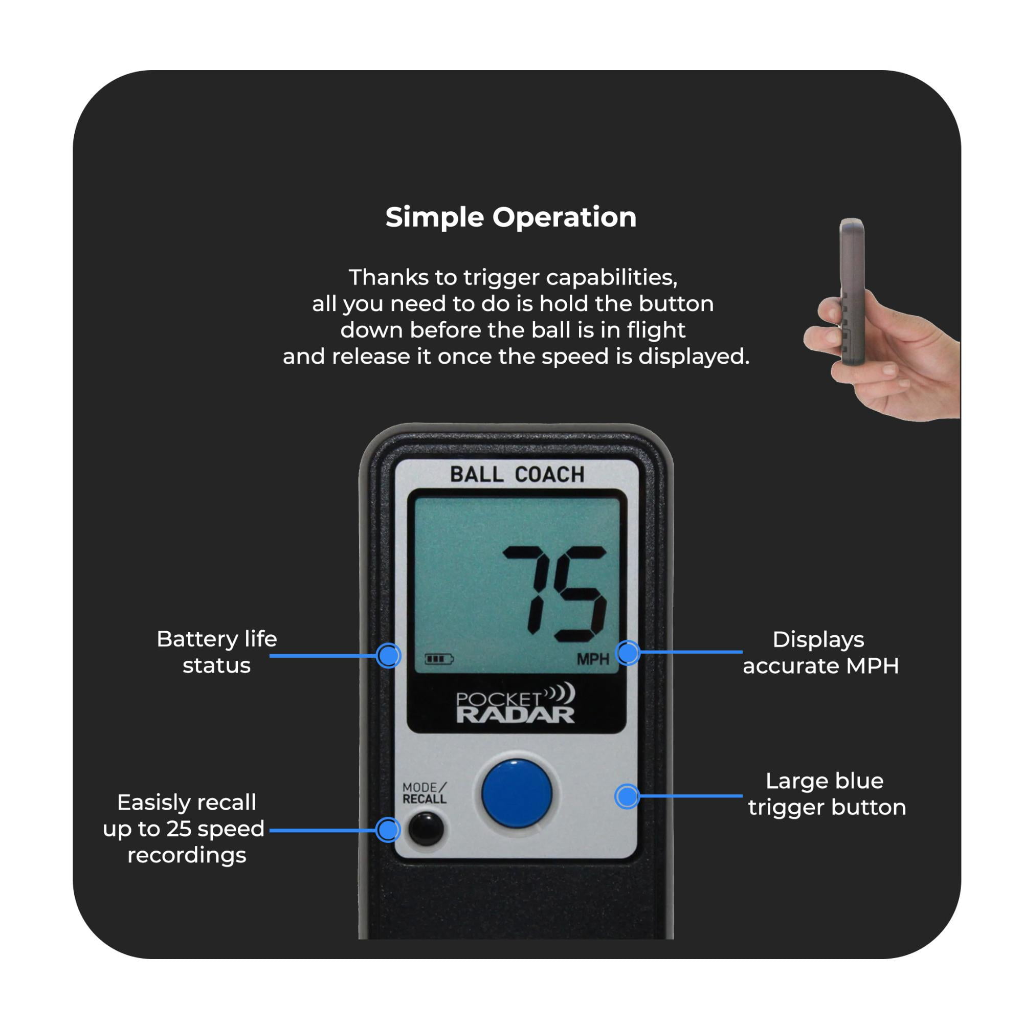 Pocket Radar Ball Coach / Pro-Level Speed Training Tool and Radar Gun +Focus Full Sized 59" Photo & Video Tripod + Square Jellyfish Pocket-Sized Spring Tripod Mount for Smartphones 2-1/4 - 3-5/8" Wide - Image 8