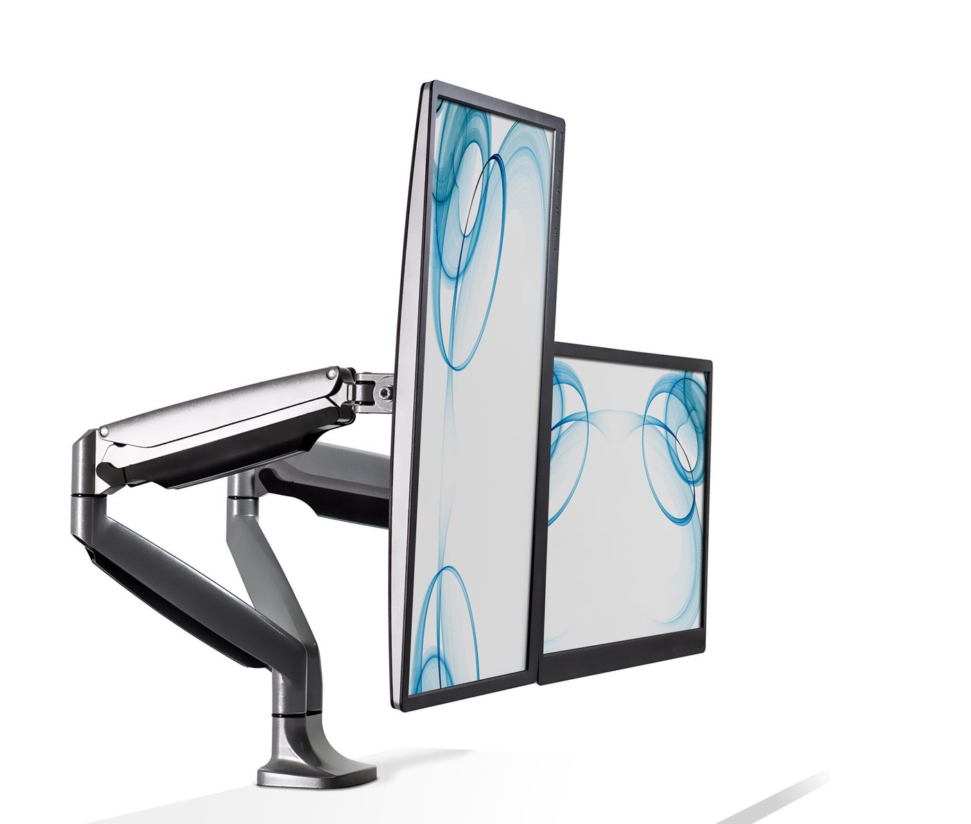 Mount-It! Dual Arm Monitor Stand | Fits 17"-27" Computer Screens | Adjustable Arms - Image 3