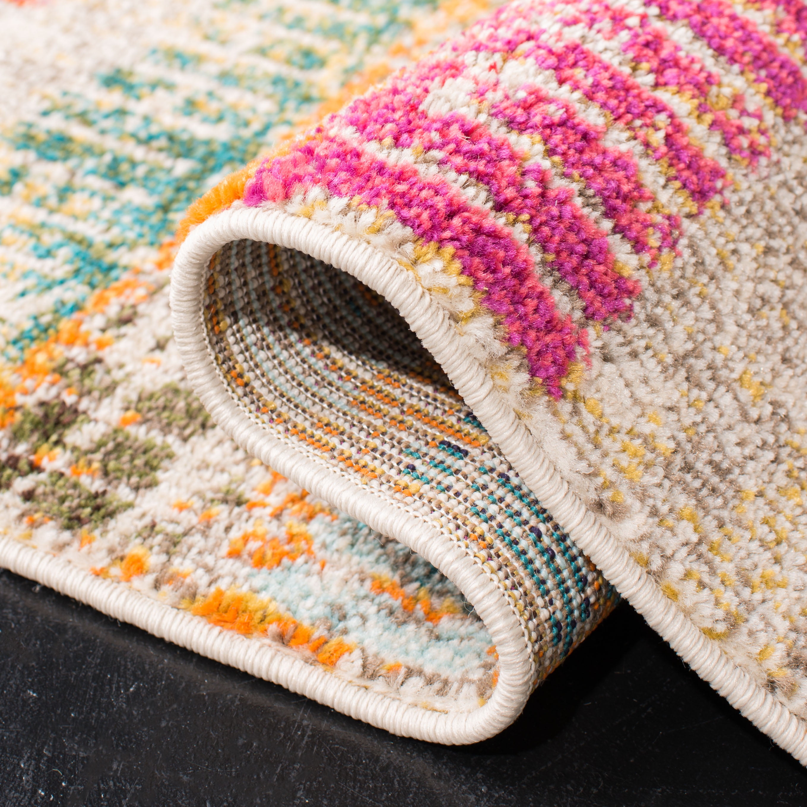 SAFAVIEH Madison Jytte Abstract Area Rug, Ivory/Multi, 5'3" x 7'6" - Image 4