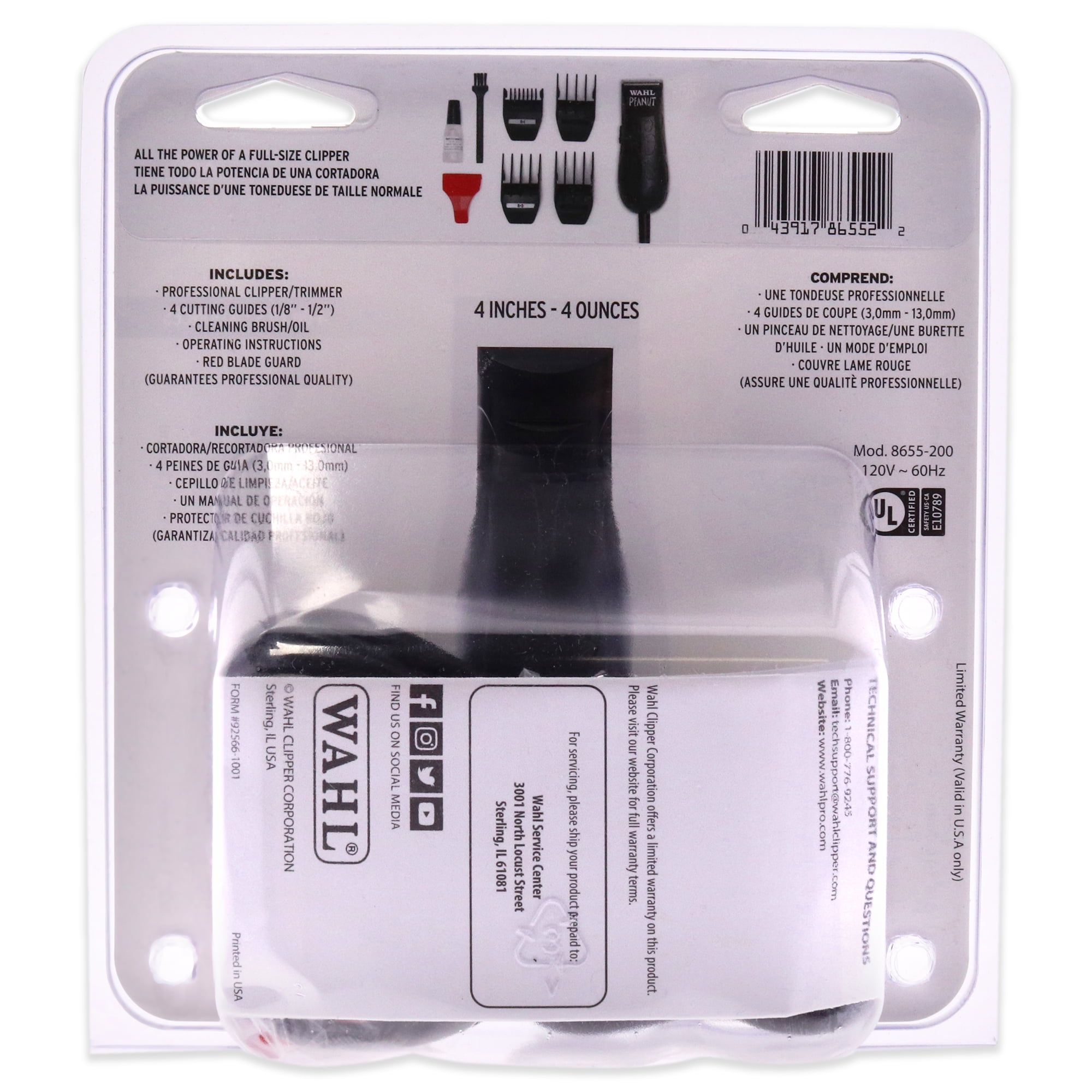 WAHL Professional Peanut - Model # 8655-200 - Black - 1 Pc Kit Trimmer - Image 4