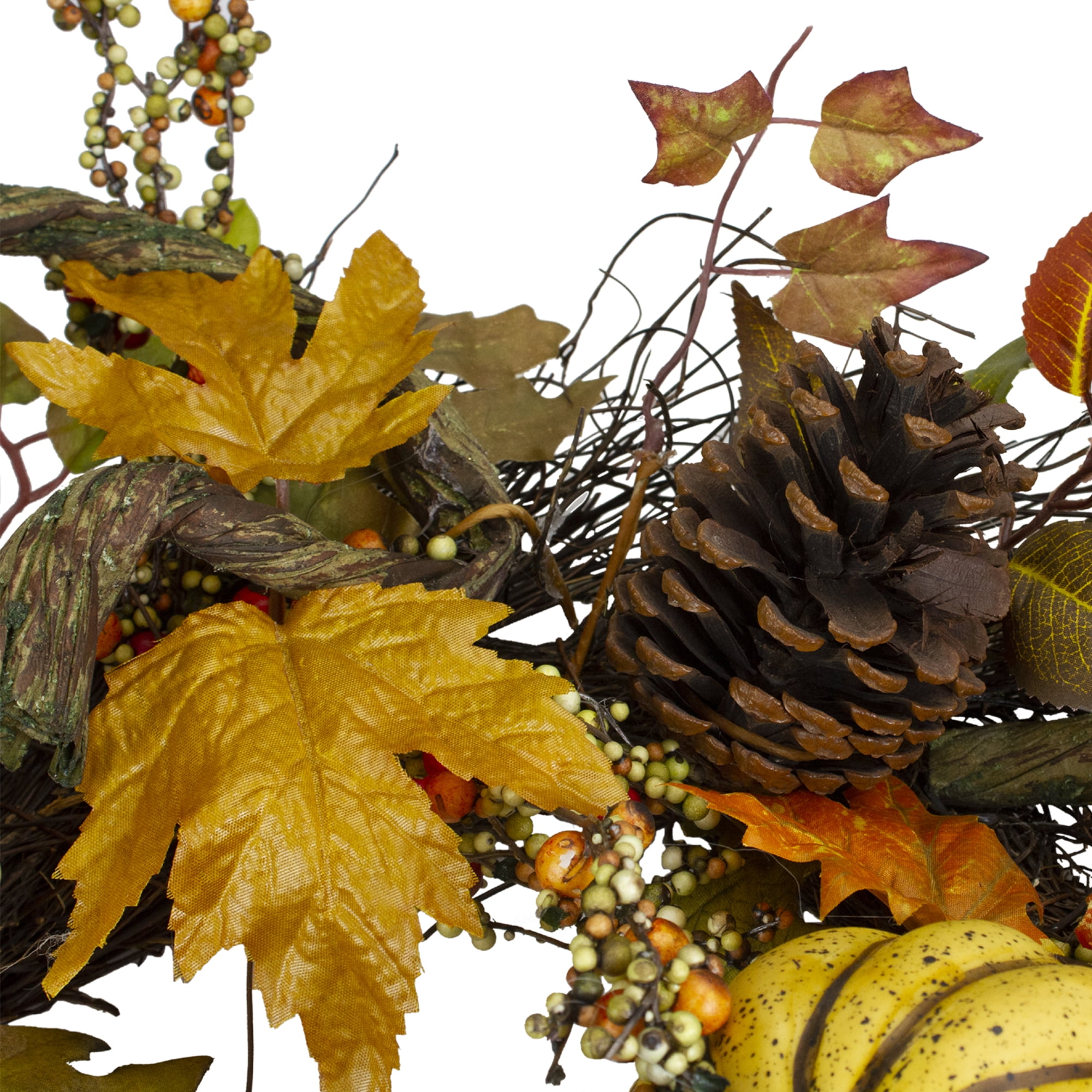 Northlight Sunflower, Pumpkin, Foliage and Pine Cone Fall Harvest Wreath - 24 inch, Unlit - Image 4