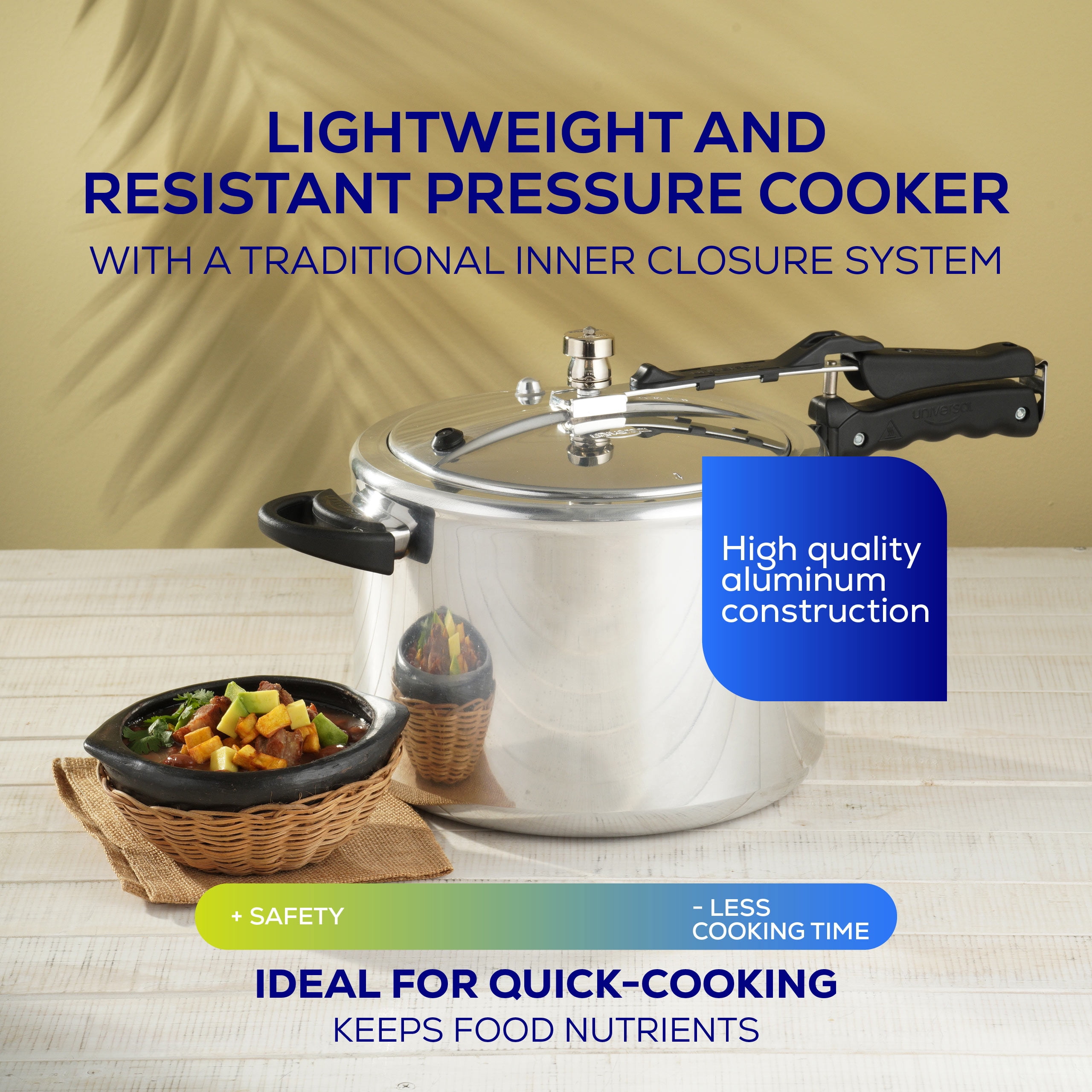 Universal 10.5Qt / 10L Pressure Cooker for 11 Servings, With Multiple Safety Systems and Heat Resistant Handles For Can, Soup, Meat and Beans - Image 4