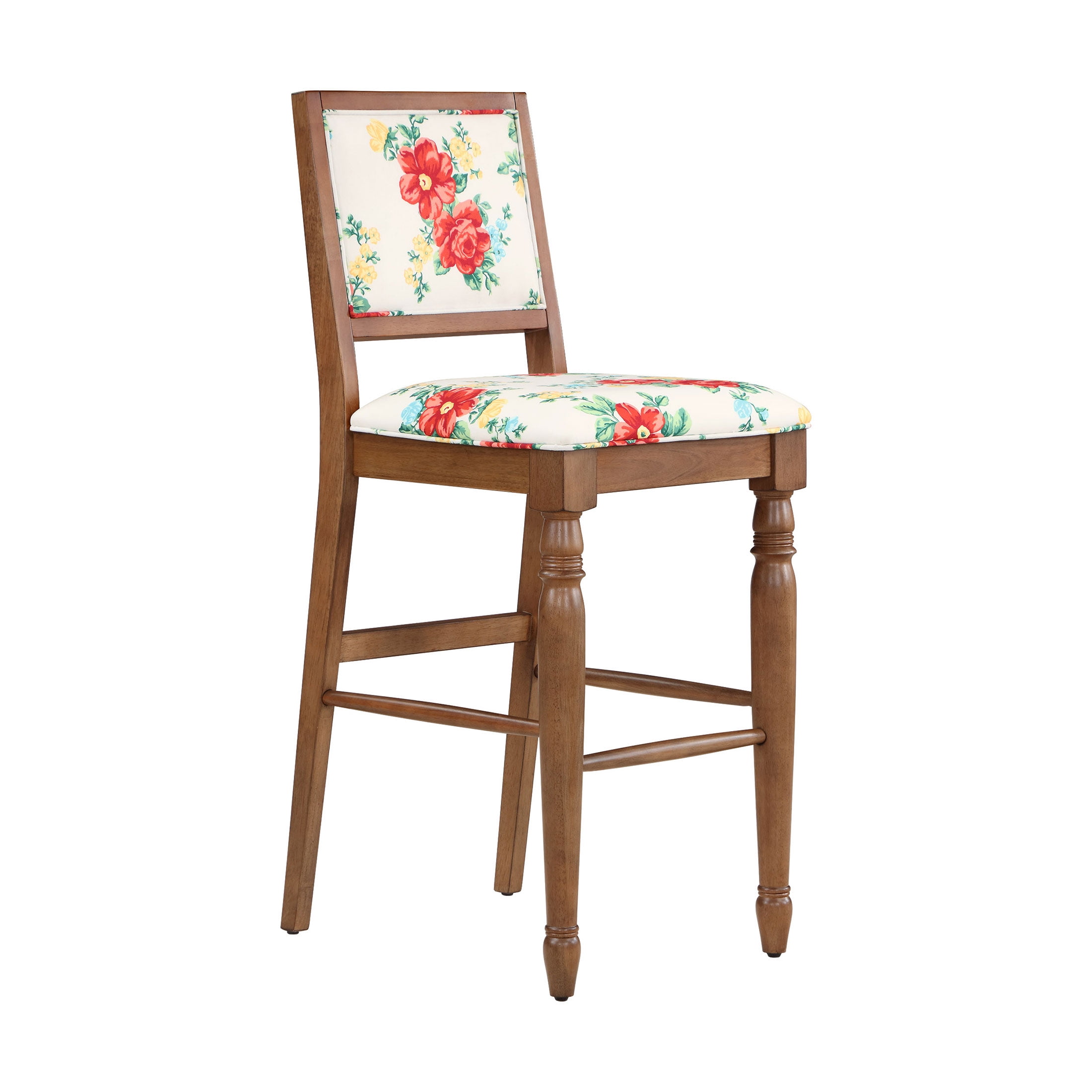 The Pioneer Woman Vintage Floral Bar Stools Made With Solid Wood Frame, Set of 2 - Image 6