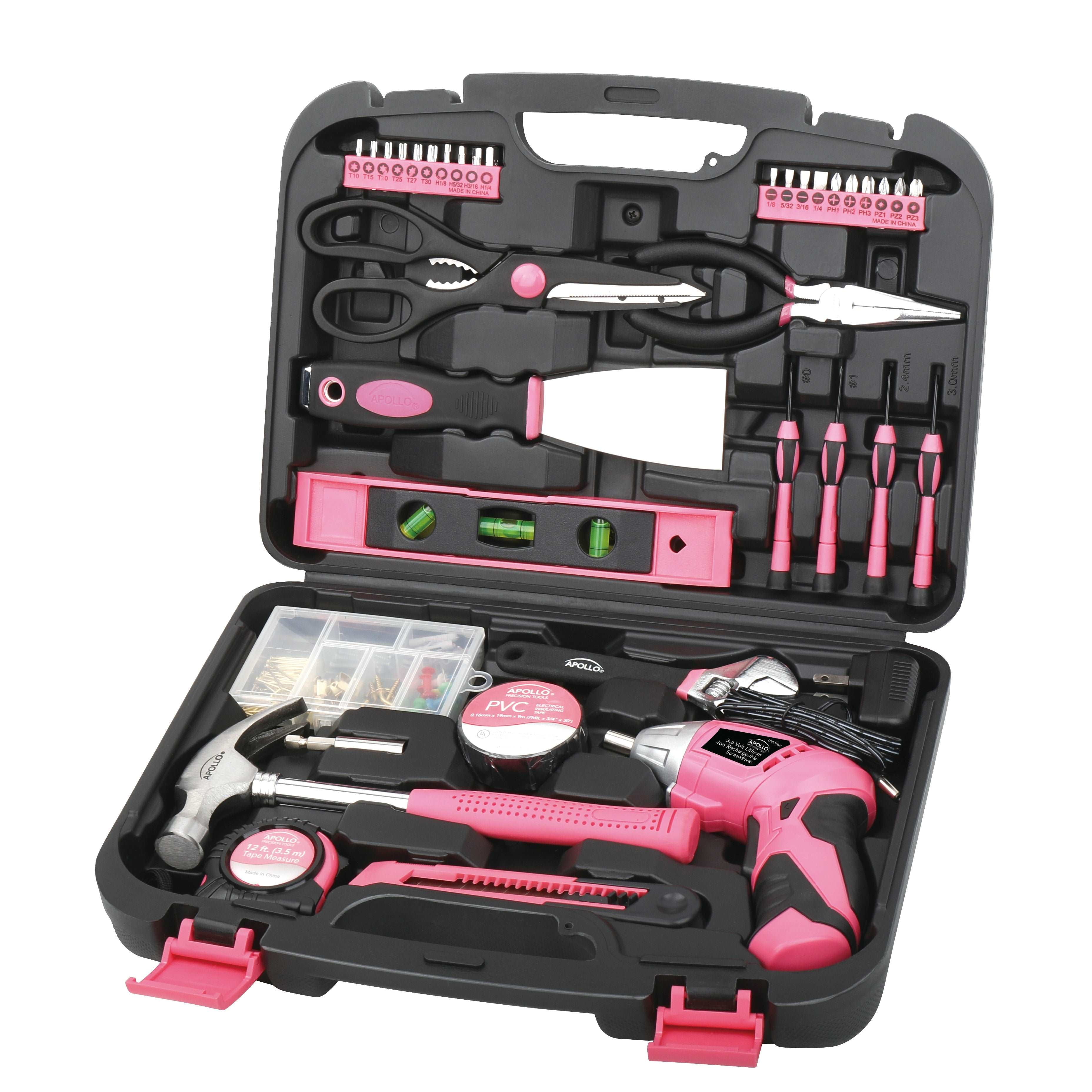 135 Piece Household Tool Kit Pink with Pivoting Dual-Angle 3.6 Volt Lithium-Ion Cordless Screwdriver - DT0773N1 - Image 7