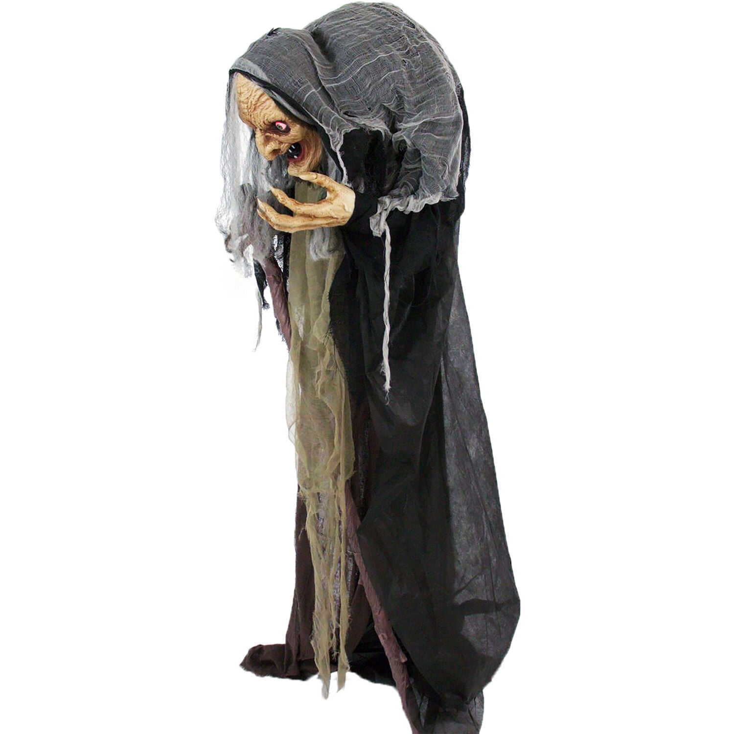 Haunted Hill Farm Life-Size 5.2 ft Poseable Witch with Lights and Sound, Indoor/Covered Outdoor Halloween Decoration, HHWITCH-13FLSA - Image 13