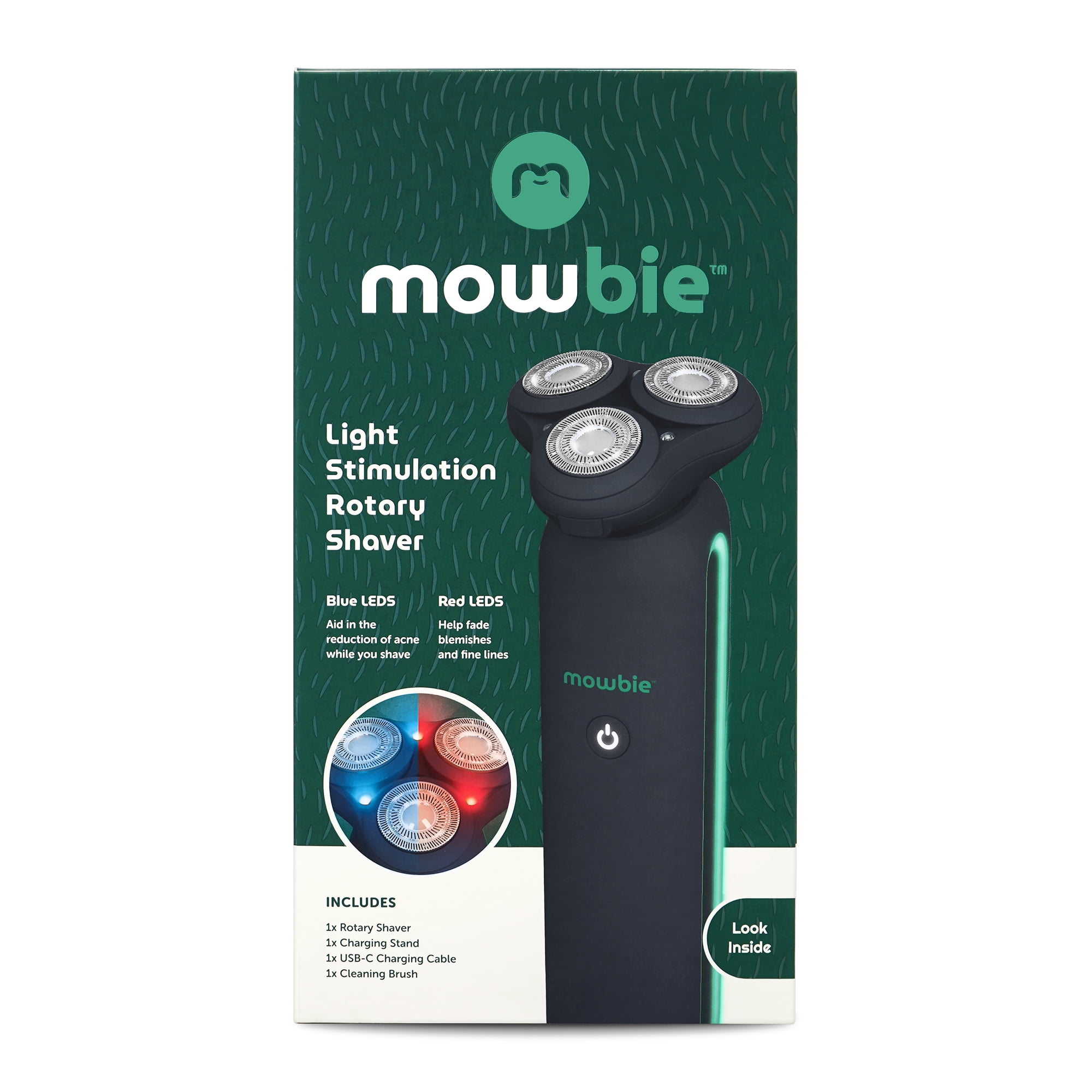 mowbie Light Stimulation Rotary Shaver, Male Electric Shaver, Waterproof, Green LED - Image 4