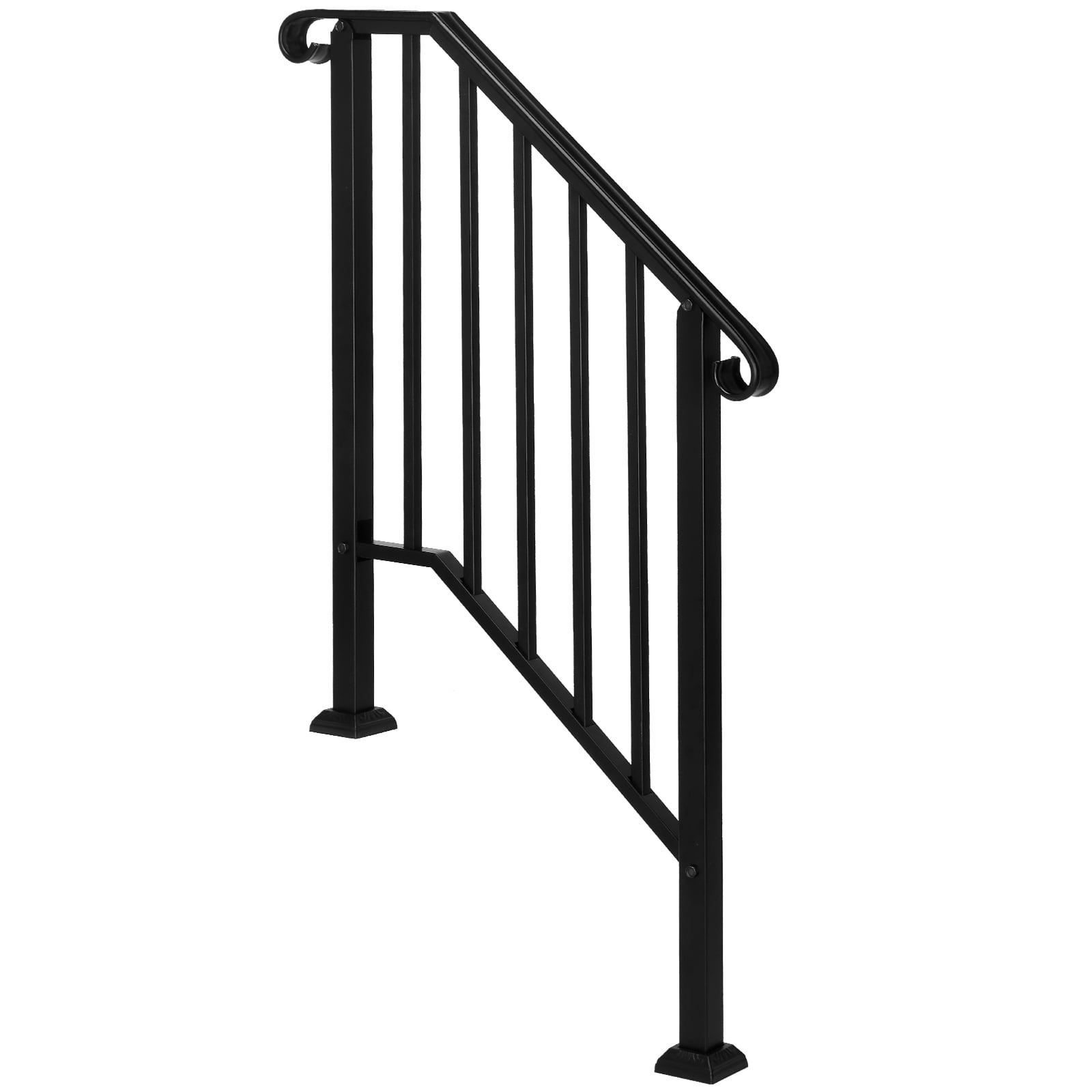 Zimtown Handrail for Stairs Fits 2 or 3 Steps Outdoor Stair Railing Picket Black Wrought Iron Handrail - Image 11